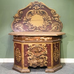 Mid-18th Century Italian Hand Painted Louis XV Bench with Shaped Back