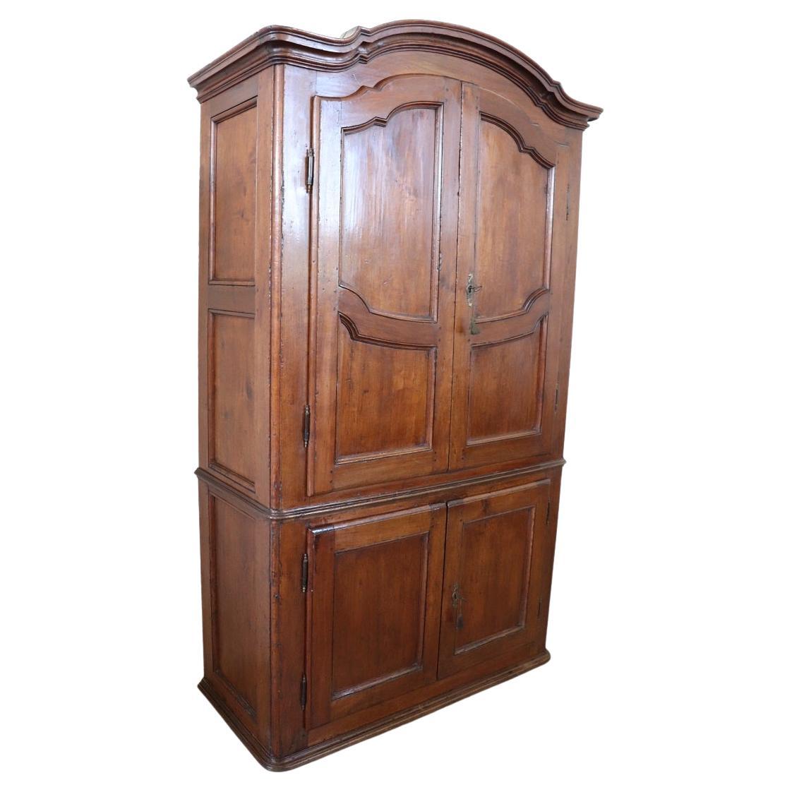 Mid 18th Century Italian Louis XV Solid Poplar Wood Antique Cupboard or Cabinet For Sale