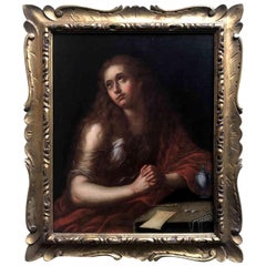 Mid-18th Century Italian Mary Magdalene Lombard School Oil on Canvas Painting