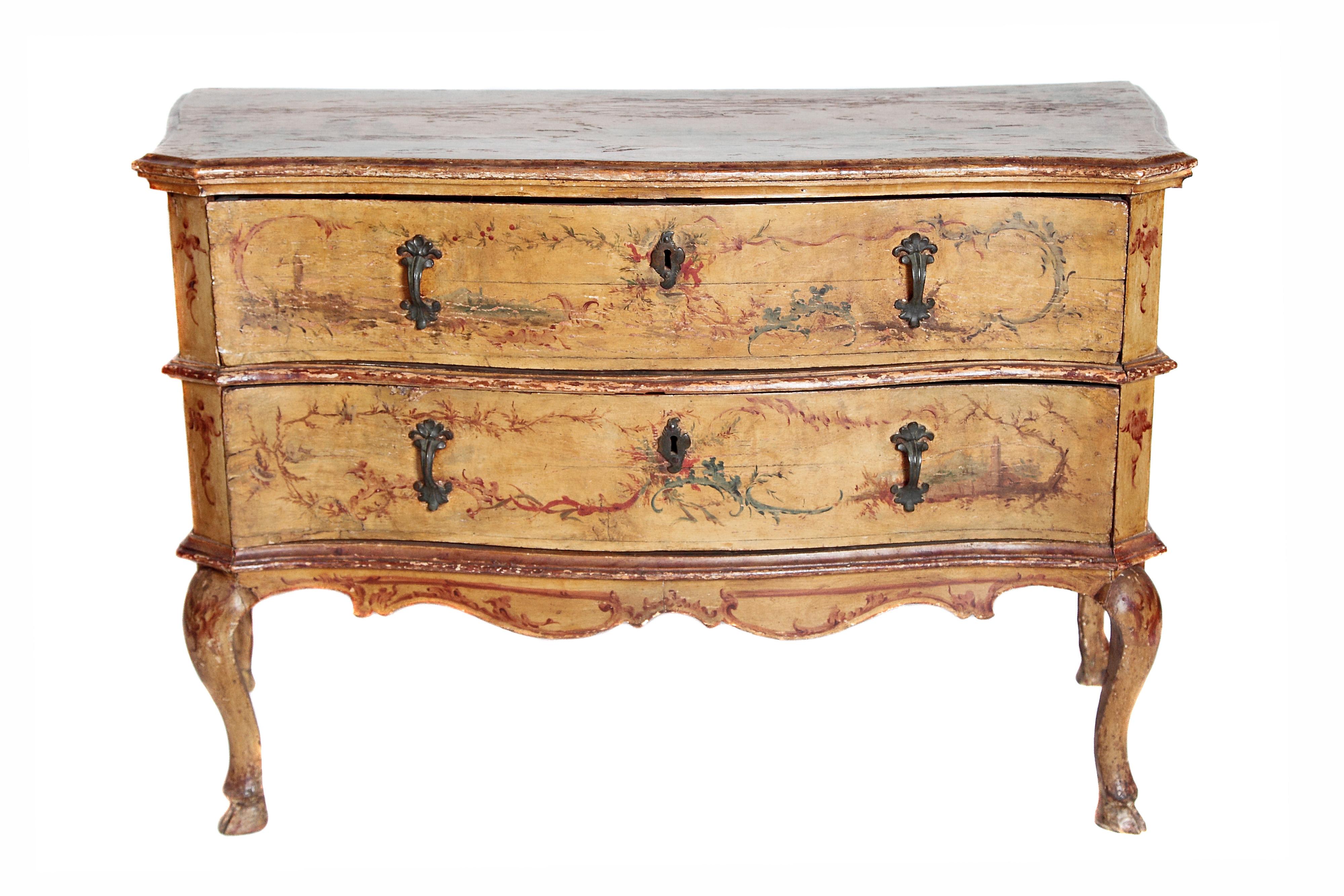 Neoclassical Mid-18th Century Italian Painted Two-Drawer Commode