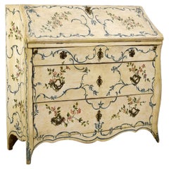 mid-18th Century, Italian Rococo Lacquered Wood Drop-Front Chest of Drawers