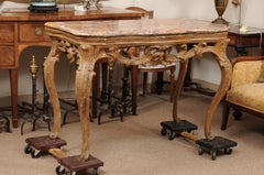 Mid-18th Century Italian Rococo Painted Console with Marble Top