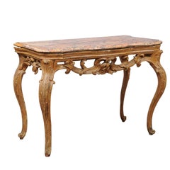 Mid-18th Century Italian Rococo Painted Console with Marble Top