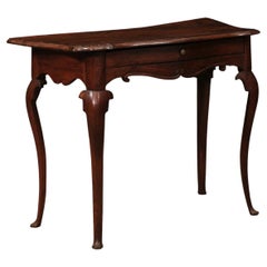 Mid 18th Century Italian Rococo Walnut Console Table with Drawer