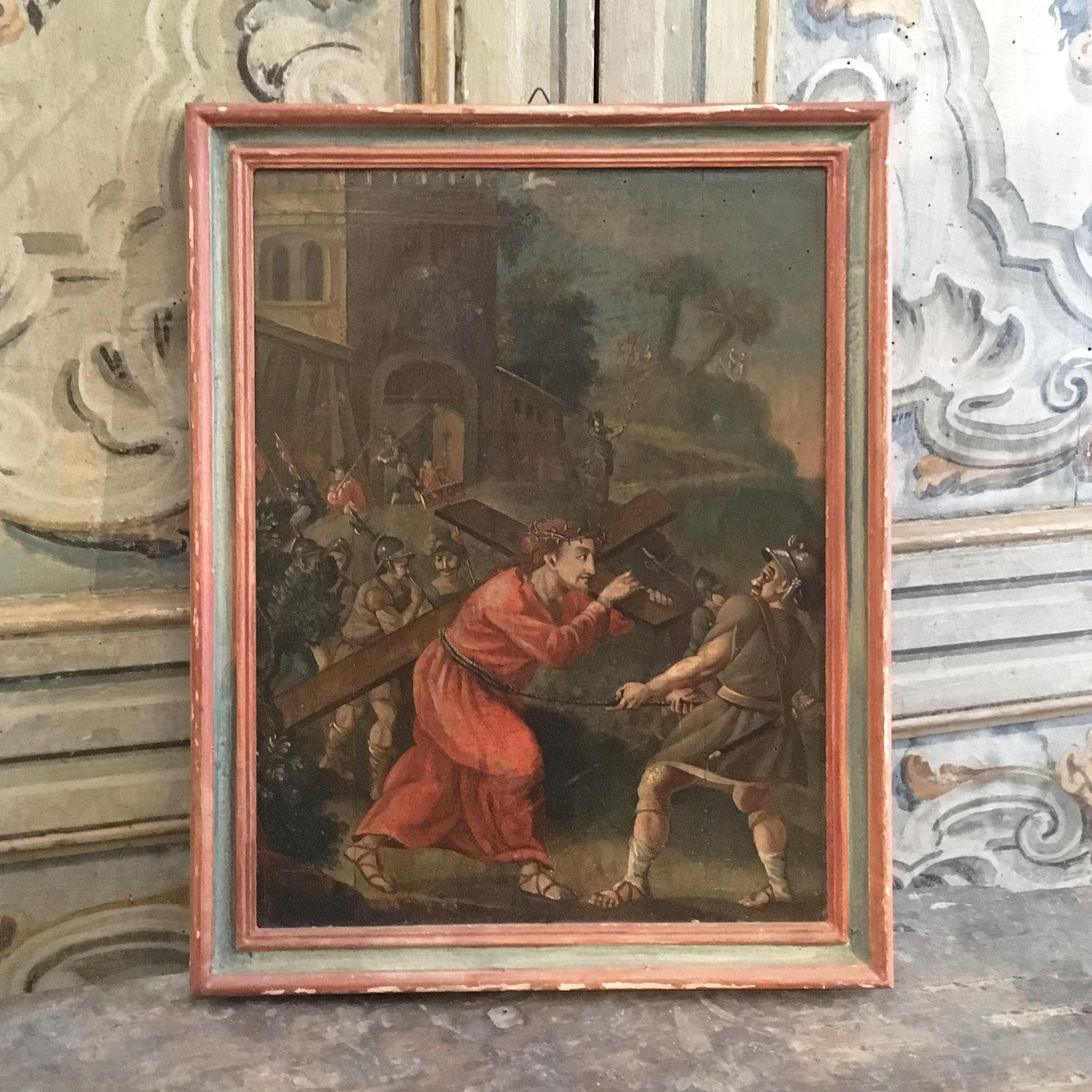 Mid-18th Century Italian Set of 14 Paintings with Scenes from the 