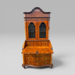 Mid-18th Century Italian Venetian Walnut, Tulipwood & Marquetry Bureau Bookcase