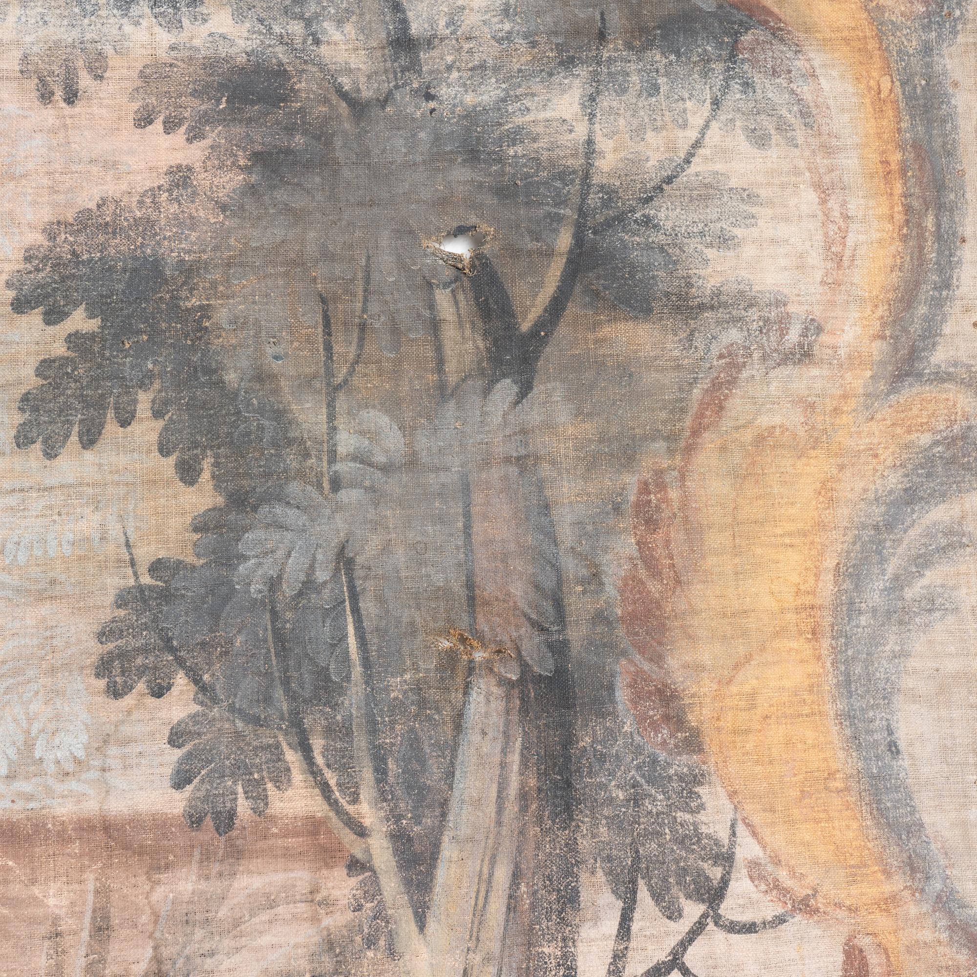 Gran lienzo pintado original de la campiña francesa de mediados del siglo XVIII en venta 8