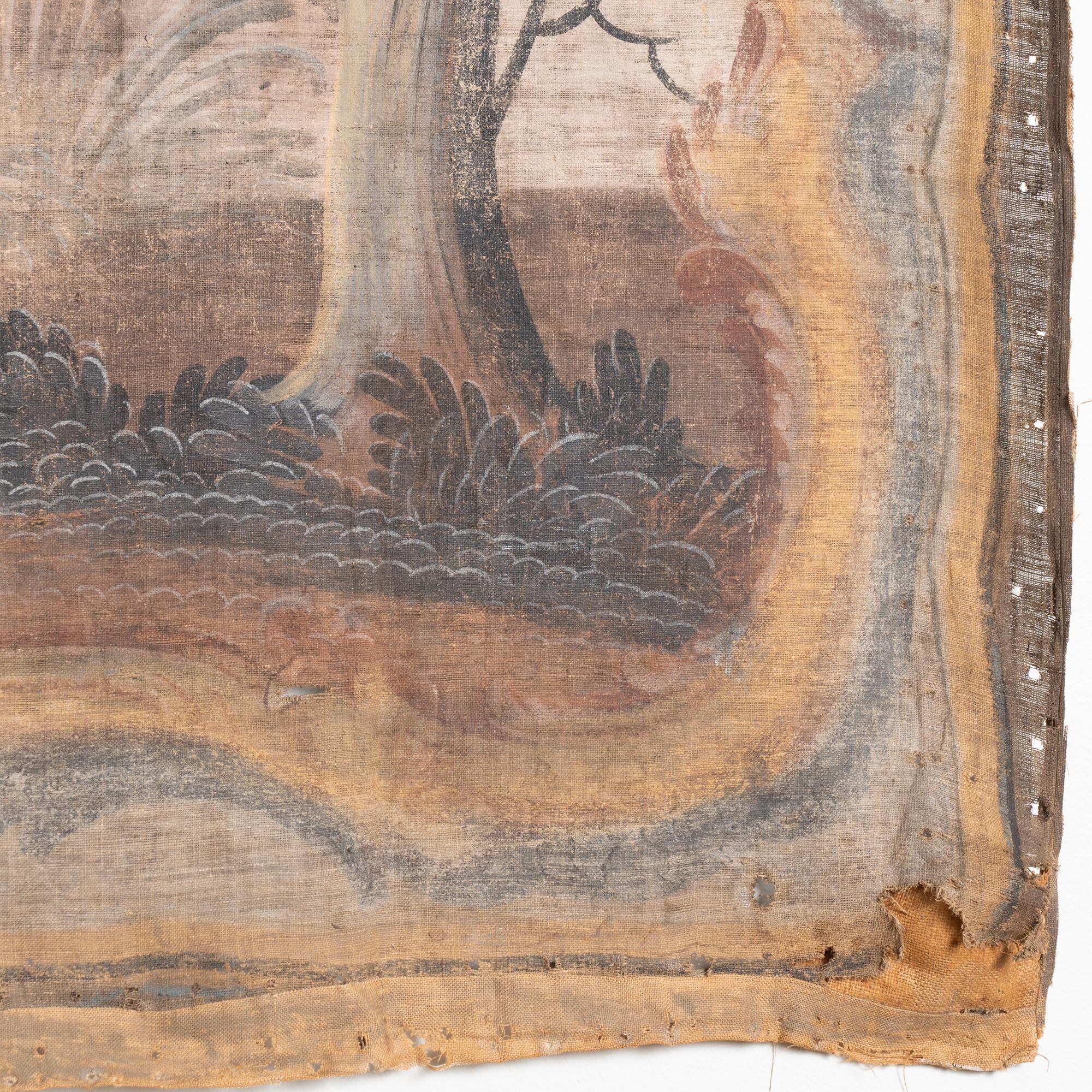 Gran lienzo pintado original de la campiña francesa de mediados del siglo XVIII en venta 9