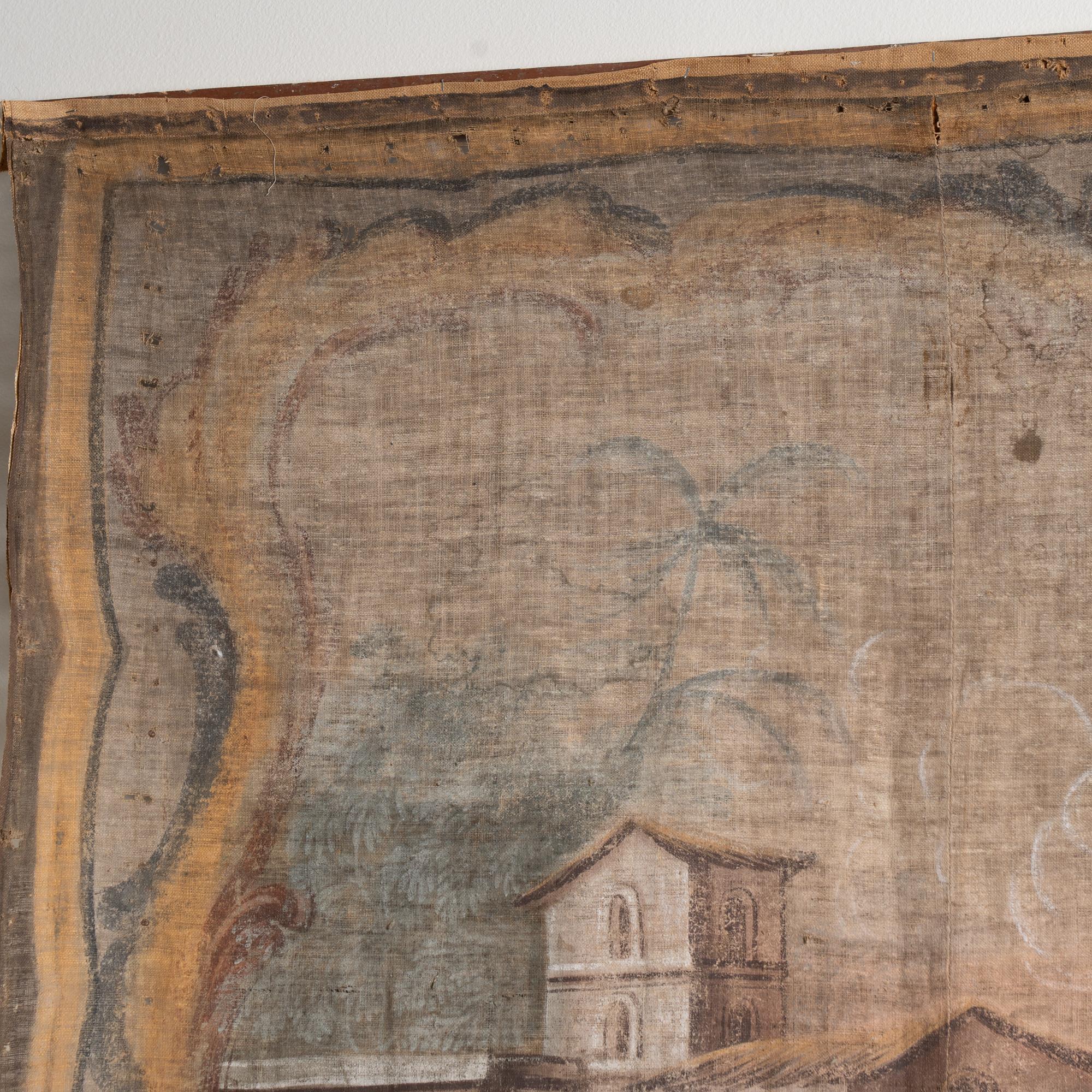 Gran lienzo pintado original de la campiña francesa de mediados del siglo XVIII Rococó en venta