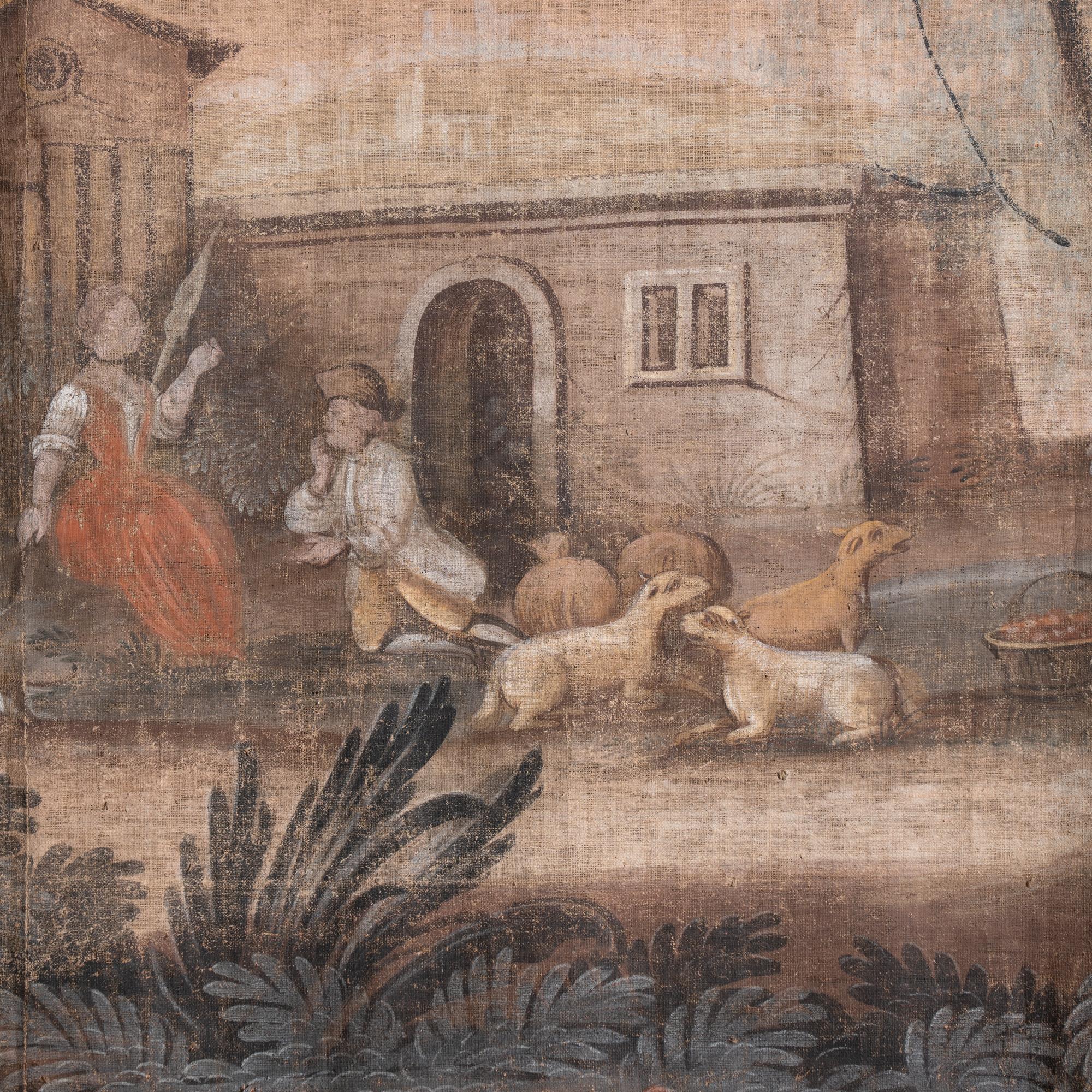 Gran lienzo pintado original de la campiña francesa de mediados del siglo XVIII Lienzo en venta