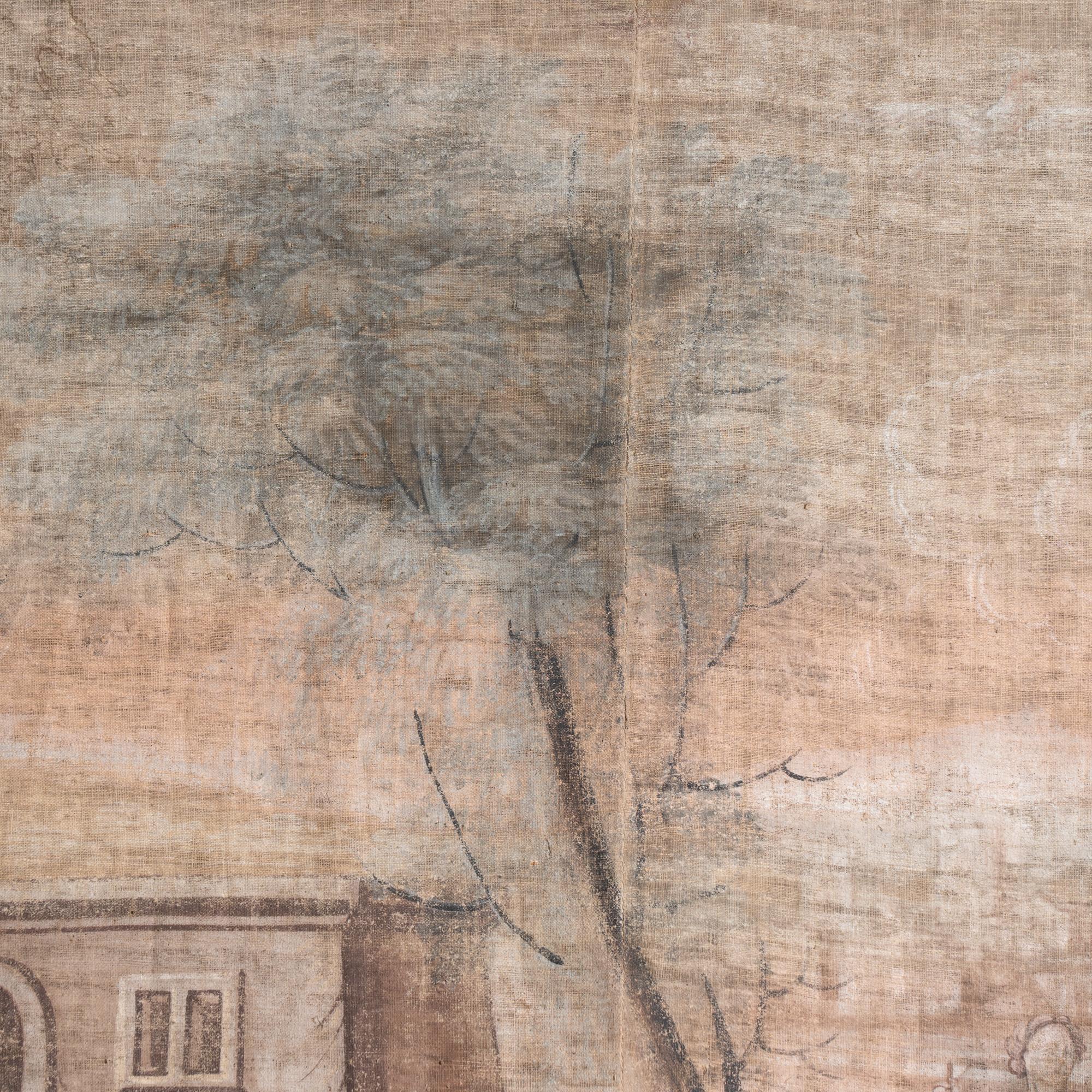 Gran lienzo pintado original de la campiña francesa de mediados del siglo XVIII en venta 3