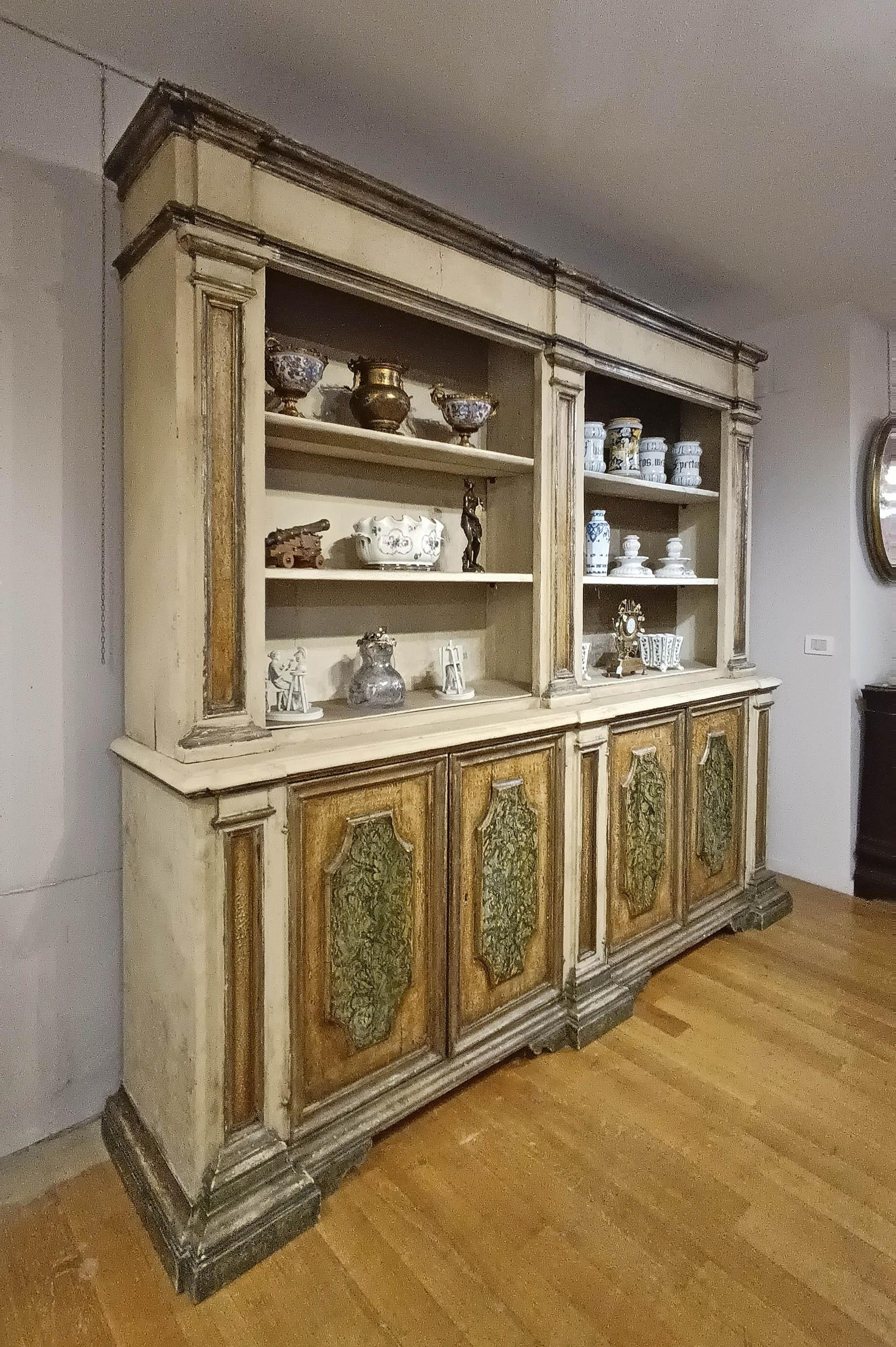 Louis XV MID-18th CENTURY LARGE PAINTED BOOKCASE For Sale