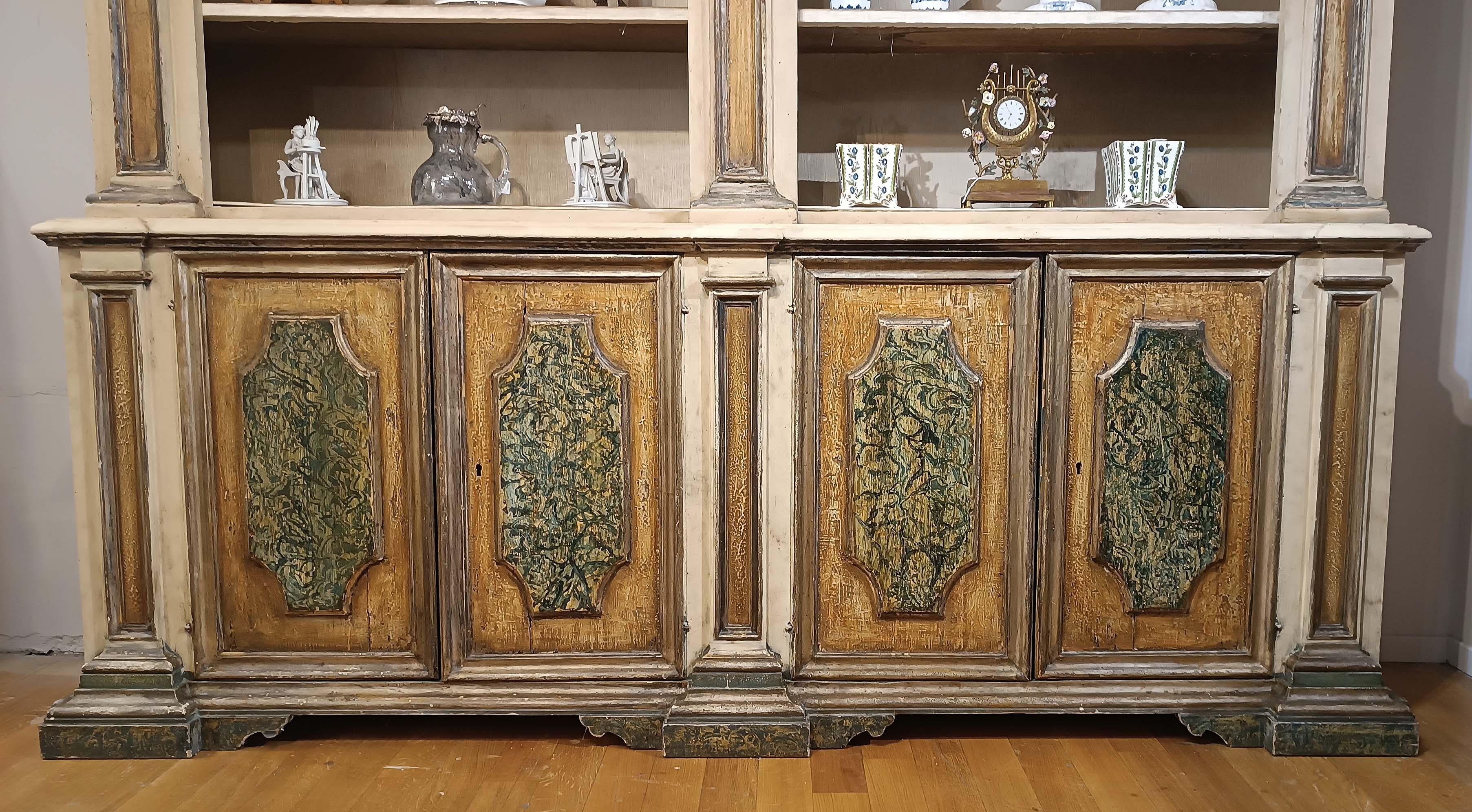 Italian MID-18th CENTURY LARGE PAINTED BOOKCASE For Sale