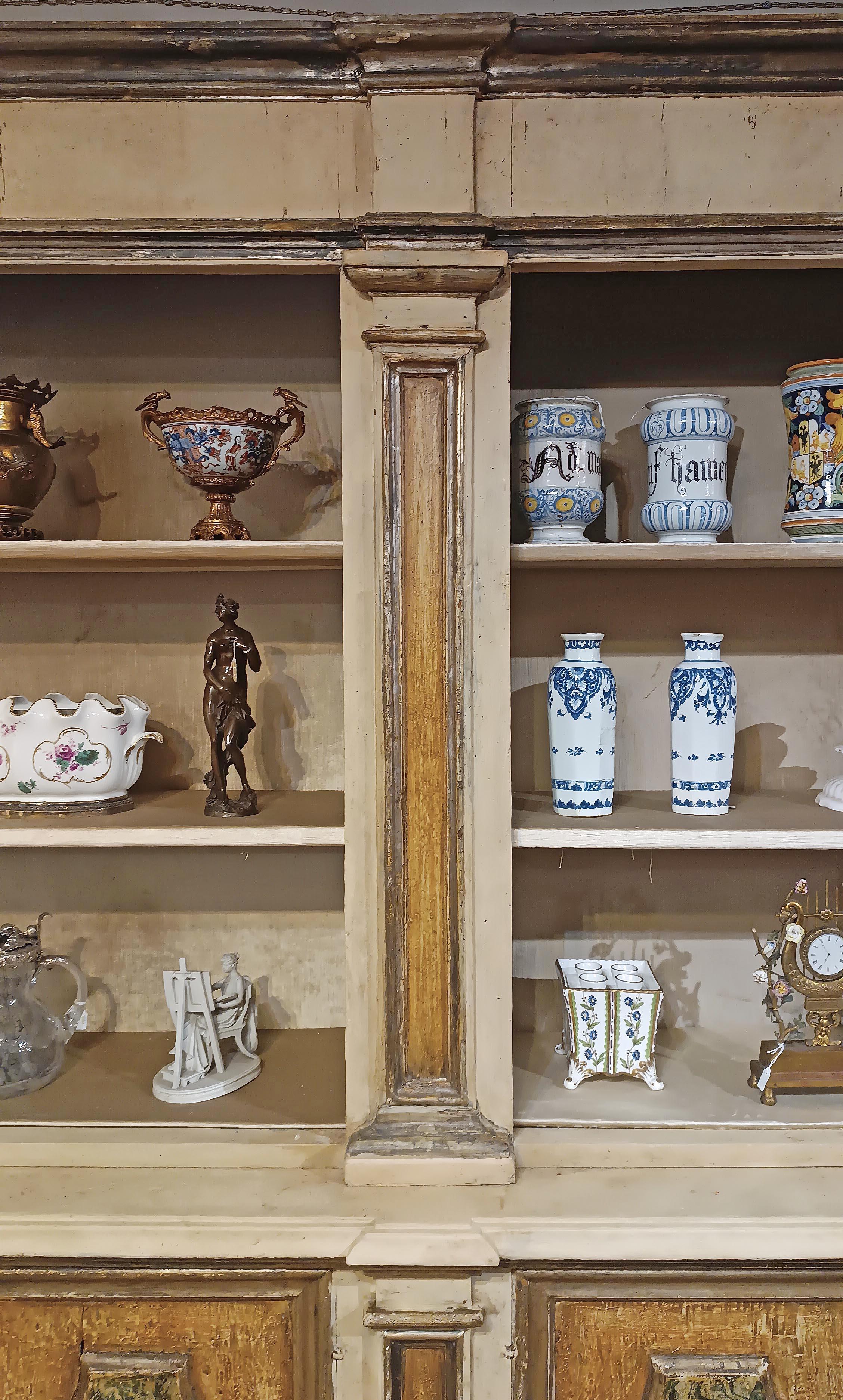 Hand-Carved MID-18th CENTURY LARGE PAINTED BOOKCASE For Sale
