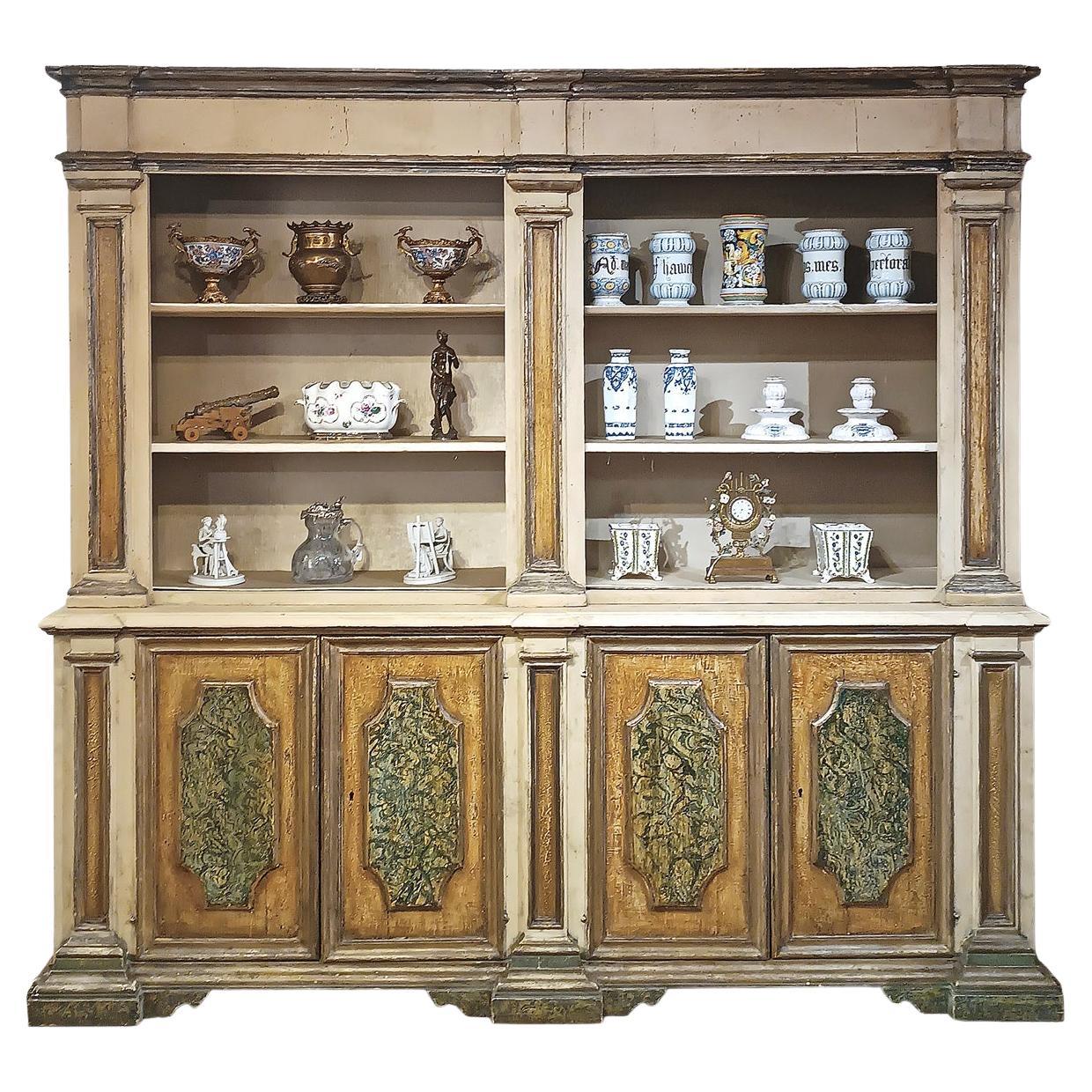 MID-18th CENTURY LARGE PAINTED BOOKCASE For Sale