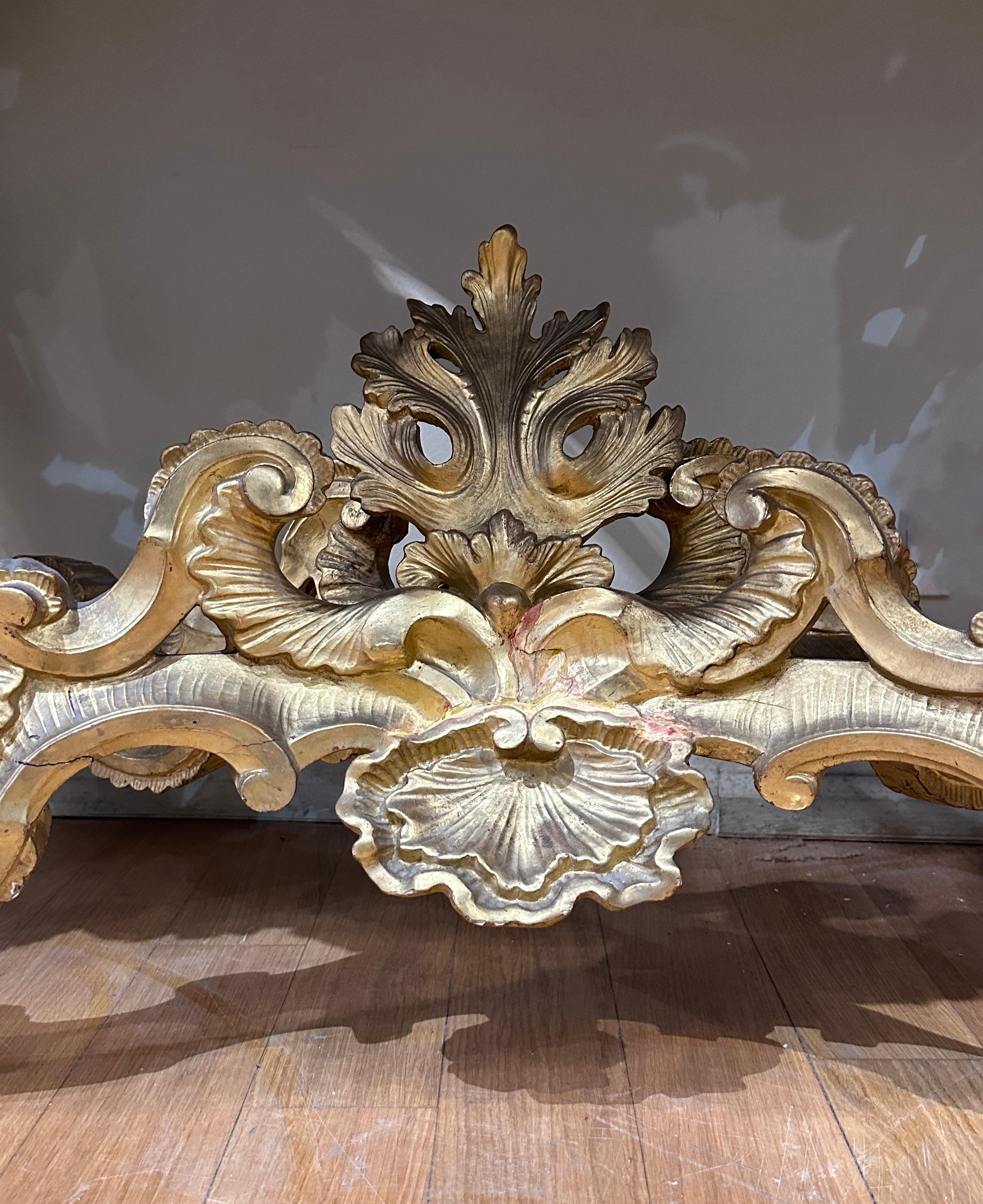 MID 18th CENTURY LOUIS XV CONSOLE IN GOLDEN WOOD AND BARDIGLIO MARBLE For Sale 3