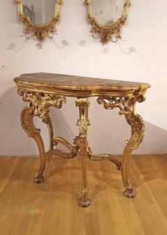 MID-18TH CENTURY LOUIS XV GILDED WOOD CONSOLE TABLE