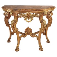 MID-18TH CENTURY LOUIS XV GILDED WOOD CONSOLE TABLE
