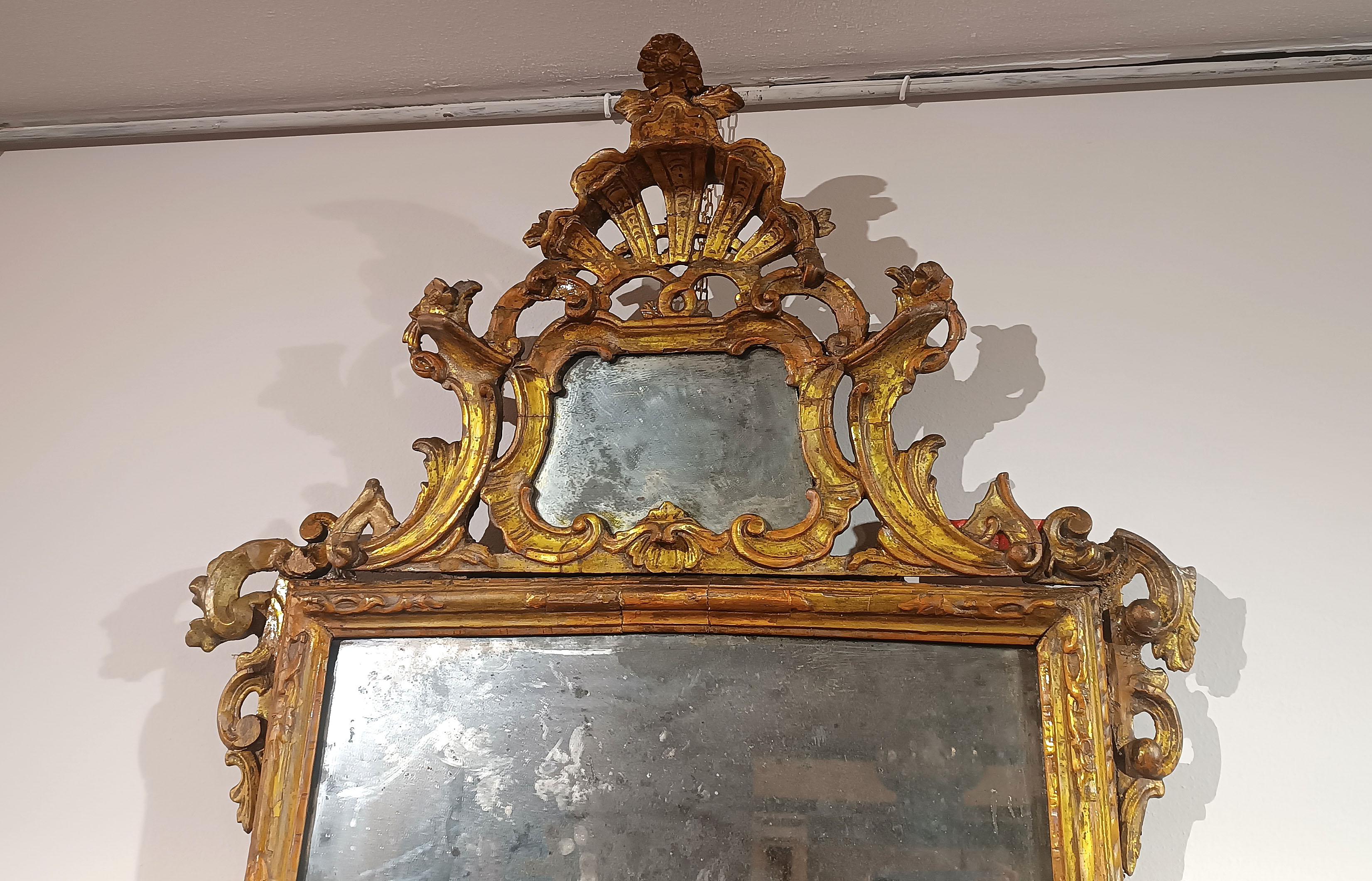 MIROIR LOUIS XV DU 18e SIÈCLE EN BOIS D'ARGENT ET MECCA en vente 4