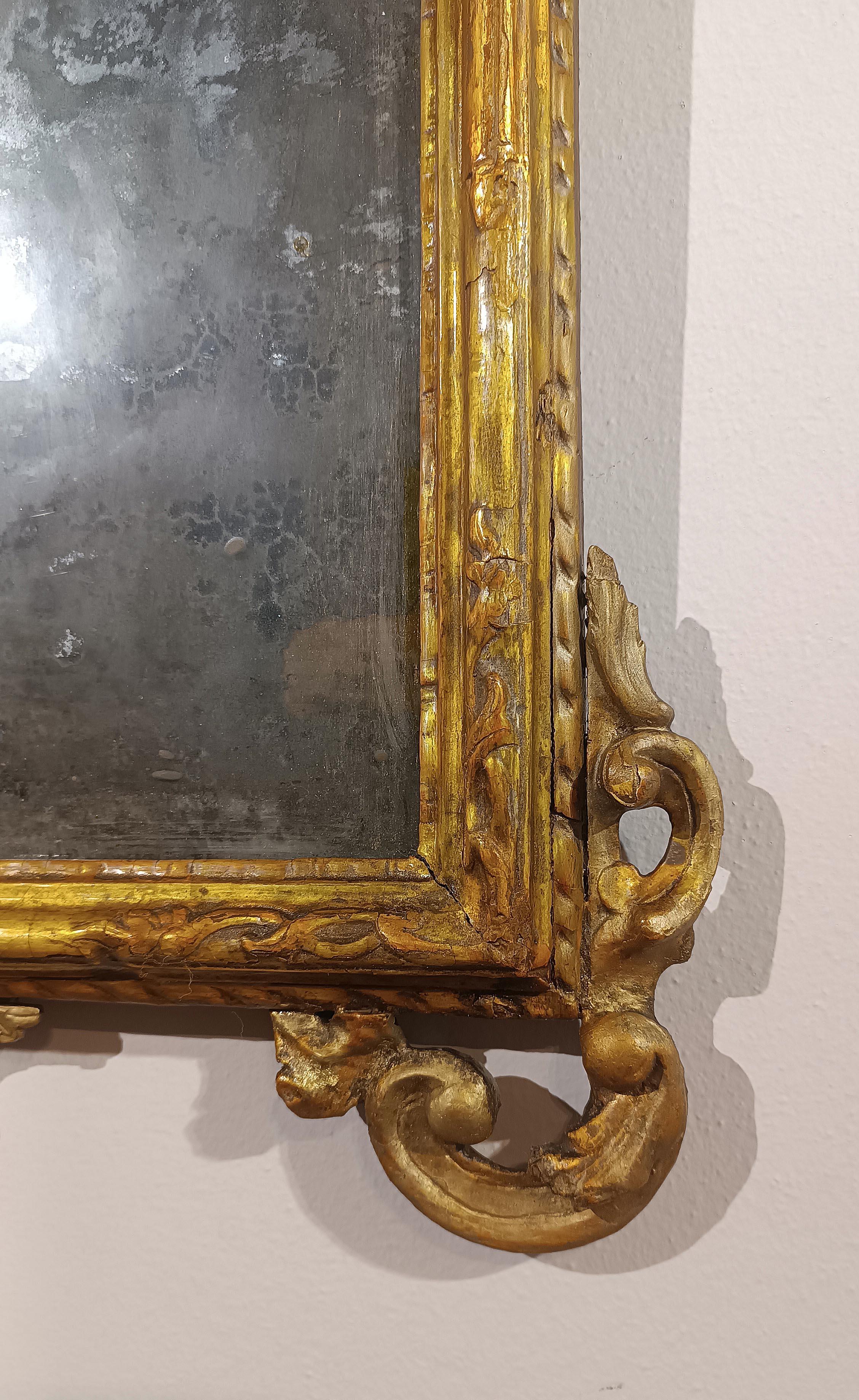 Louis XV MIROIR LOUIS XV DU 18e SIÈCLE EN BOIS D'ARGENT ET MECCA en vente