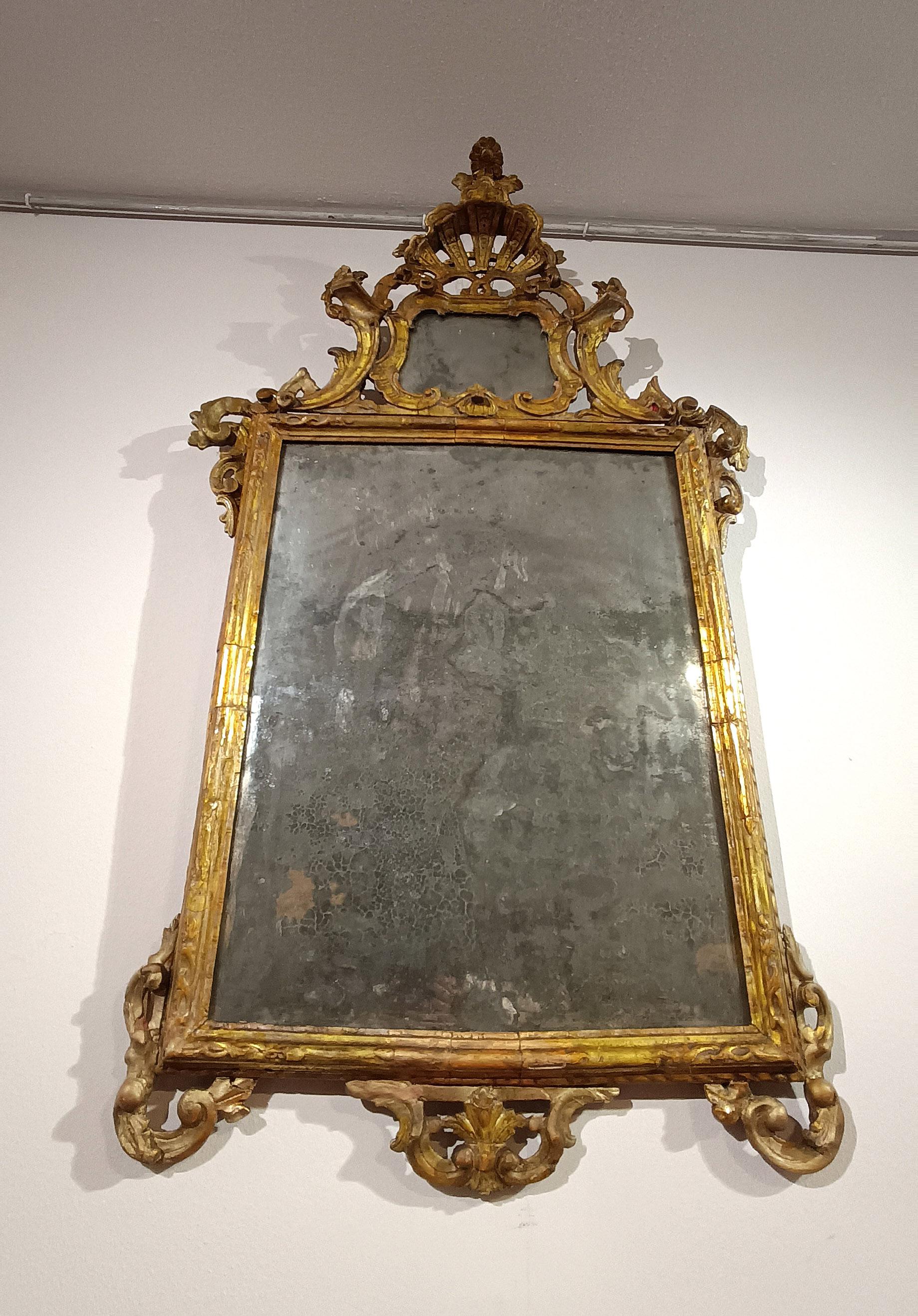 18th Century MIROIR LOUIS XV DU 18e SIÈCLE EN BOIS D'ARGENT ET MECCA en vente