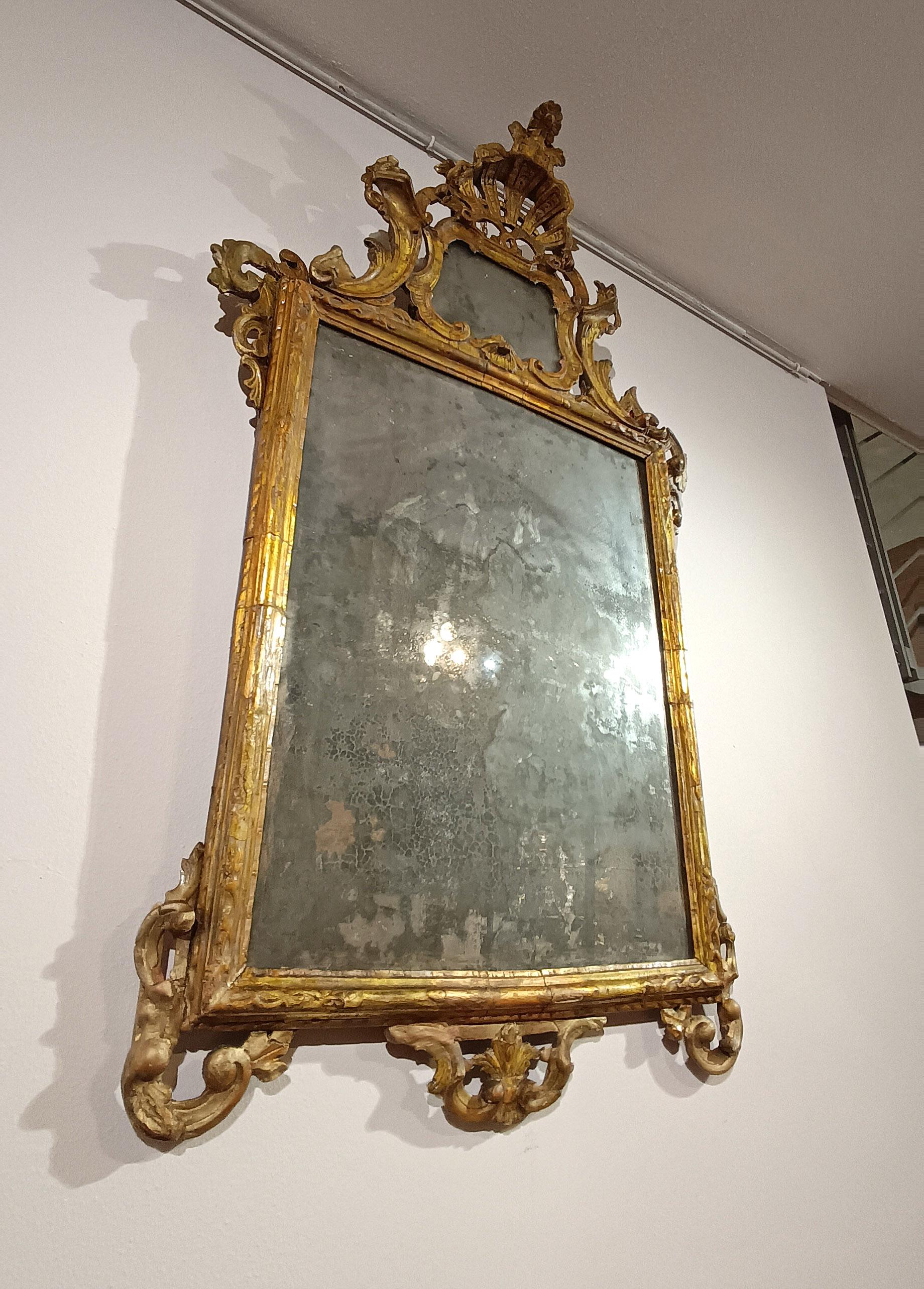 Argent MIROIR LOUIS XV DU 18e SIÈCLE EN BOIS D'ARGENT ET MECCA en vente