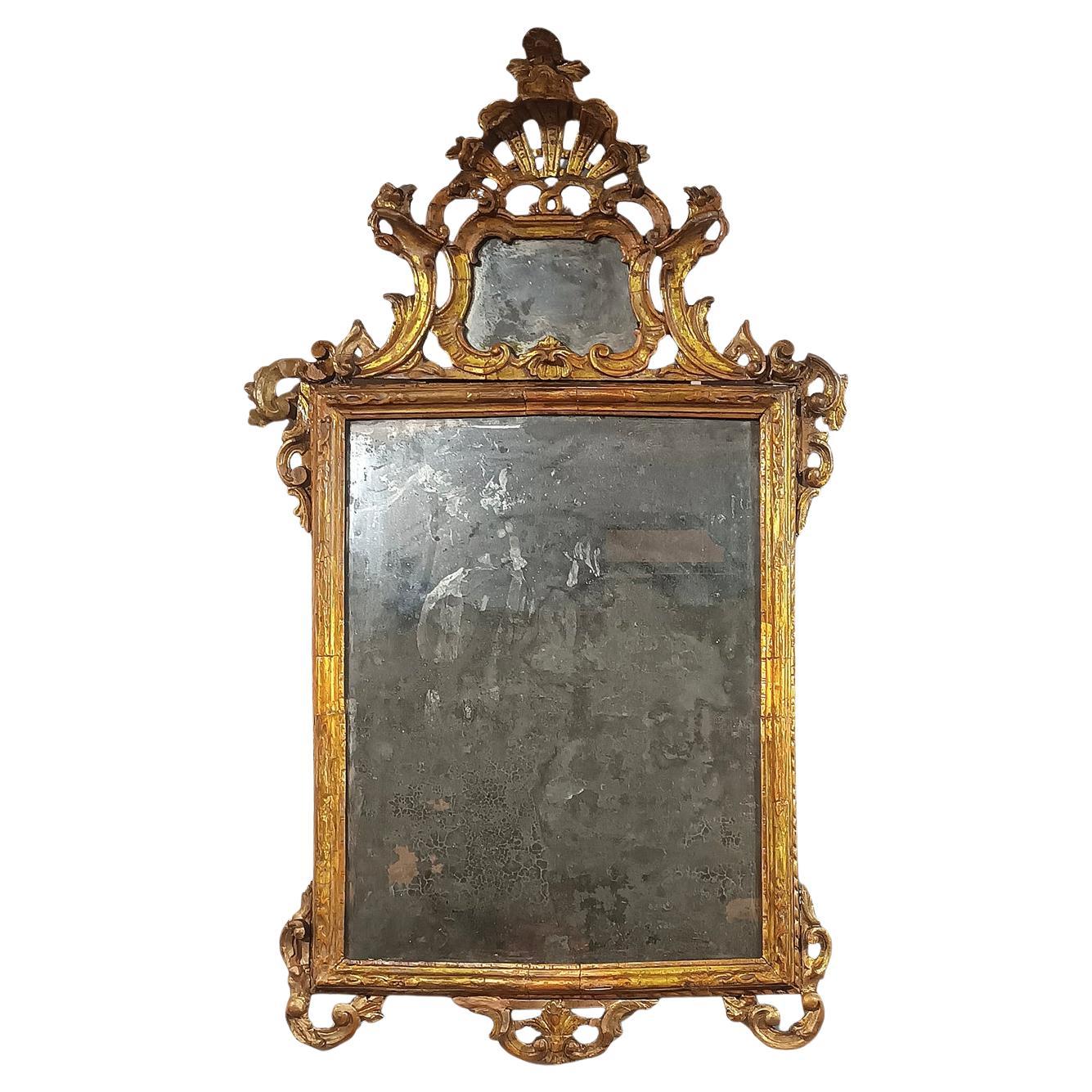 MIROIR LOUIS XV DU 18e SIÈCLE EN BOIS D'ARGENT ET MECCA en vente