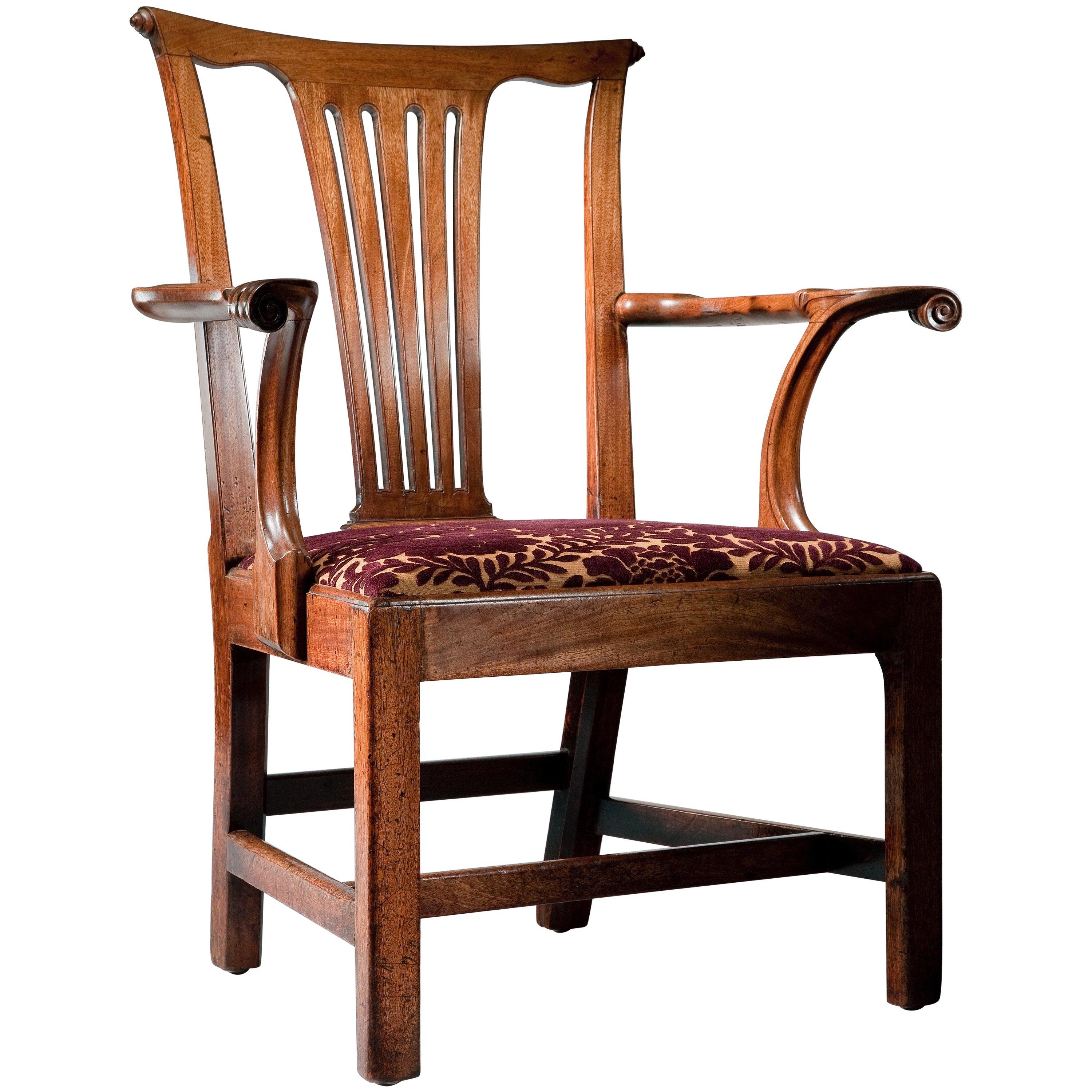 Mid-18th Century Mahogany Open Armchair in the Manner of Giles Grendey For Sale