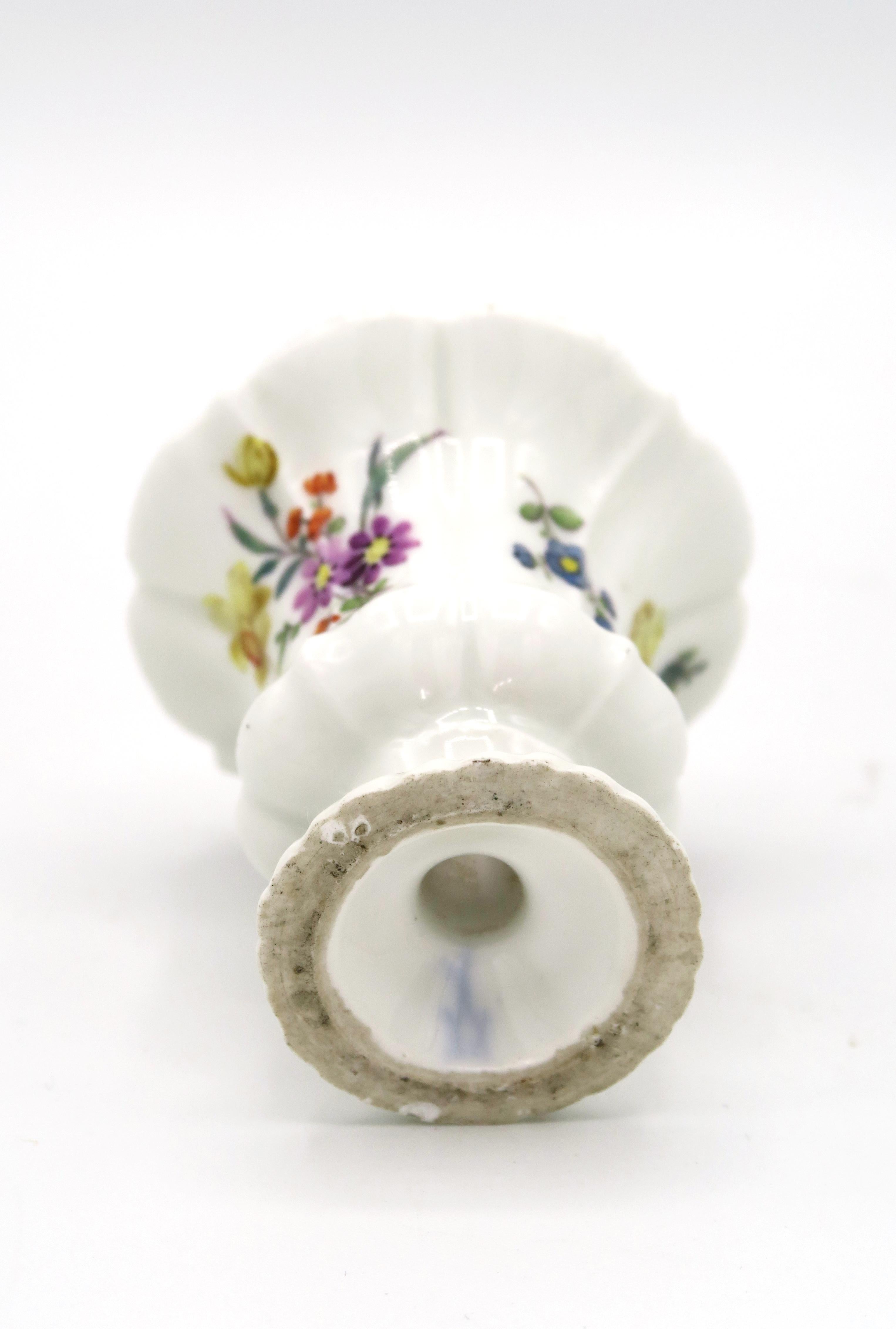 Hand-Painted Mid-18th Century Meissen Model Miniature Vase For Sale