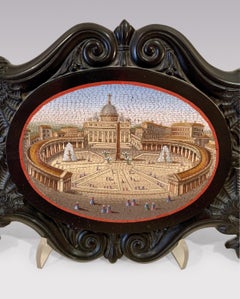 Mid-19th Century Micro-Mosaic Plaque in Marble Frame, Italian Decor