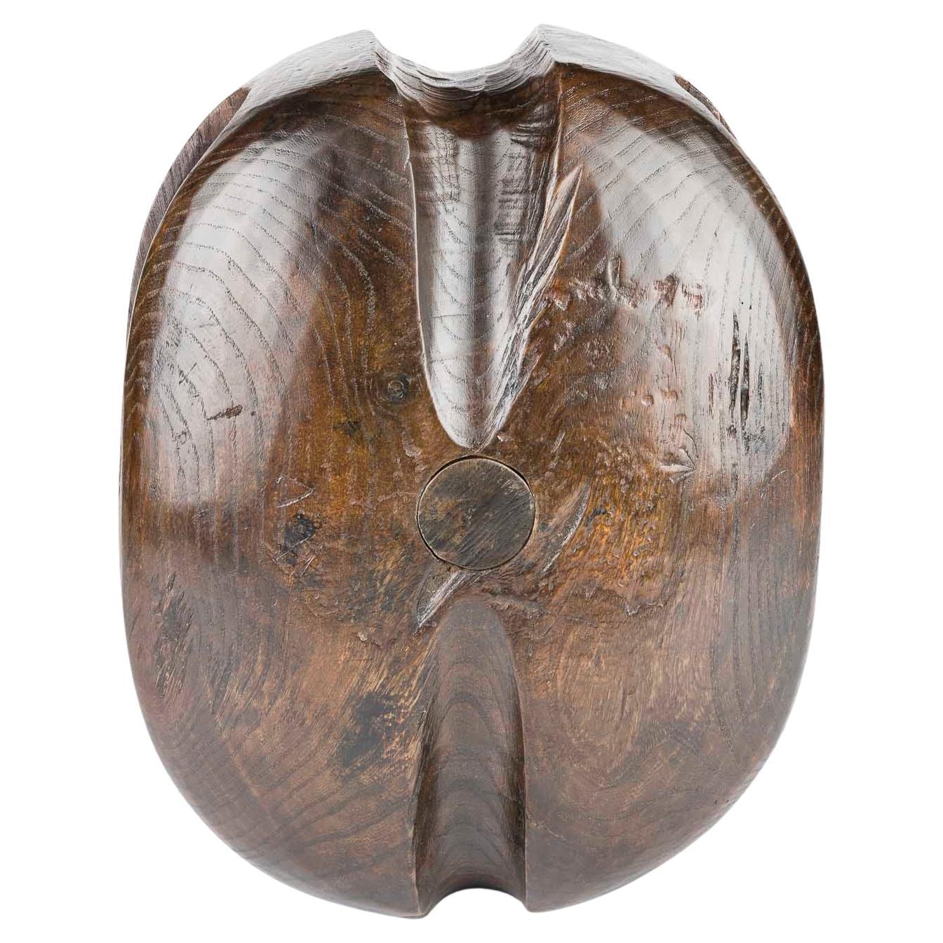 Mid 18th century naval ship’s elm single pulley block en venta