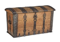 Mid 18th Century oak and iron dome top trunk