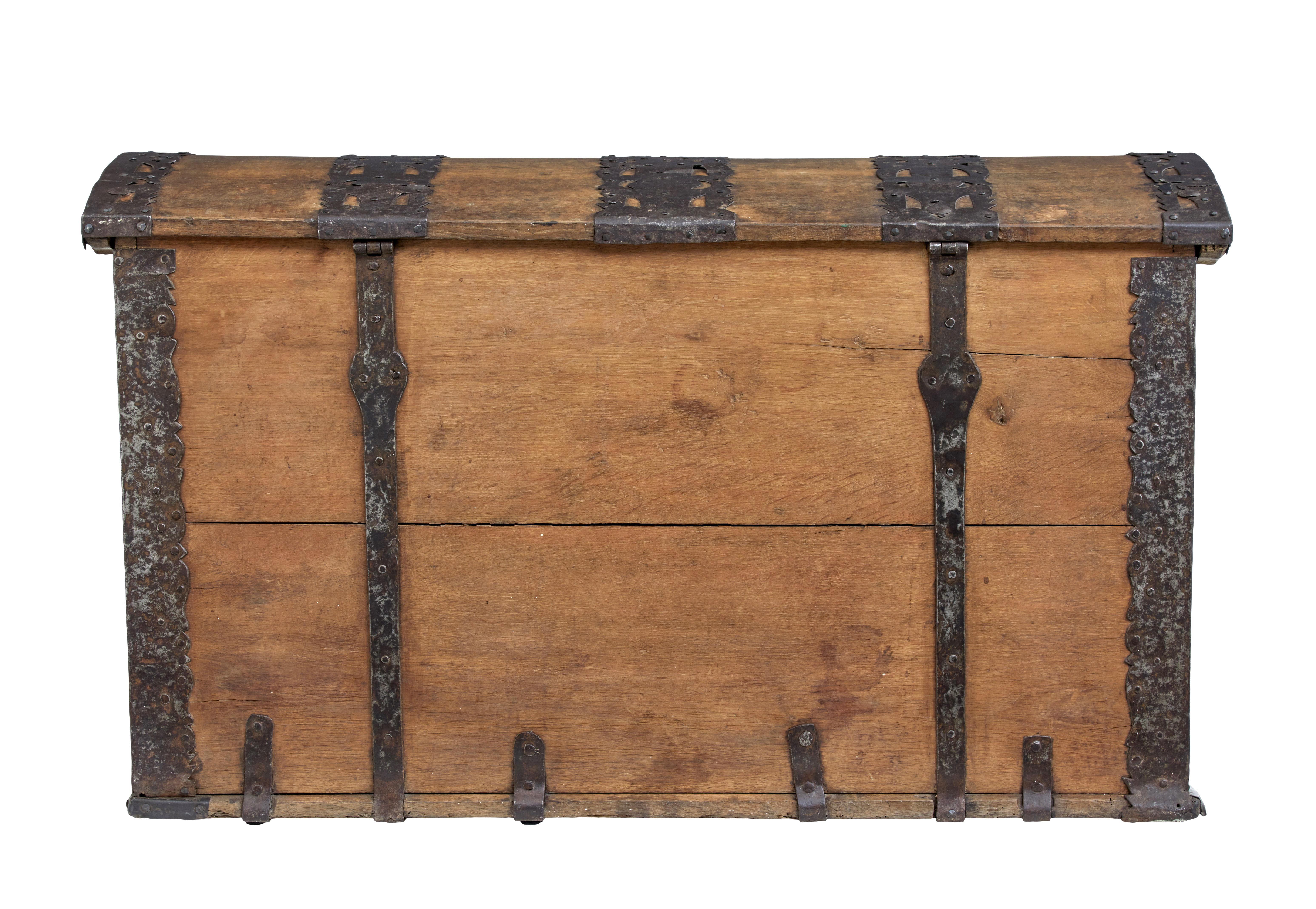 Swedish Mid 18th Century oak and iron dome top trunk