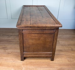 Mid-18th Century Oak Coffer Chest with Three-Panel Decorative Front