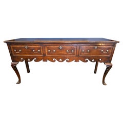 Mid-18th Century Oak George II English Sideboard with Brass Hardware