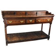Antique Mid-18th Century Oak Potboard Dresser Base of Superb Patina