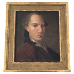 Peinture à l'huile du milieu du XVIIIe siècle Portrait d'un gentilhomme, France