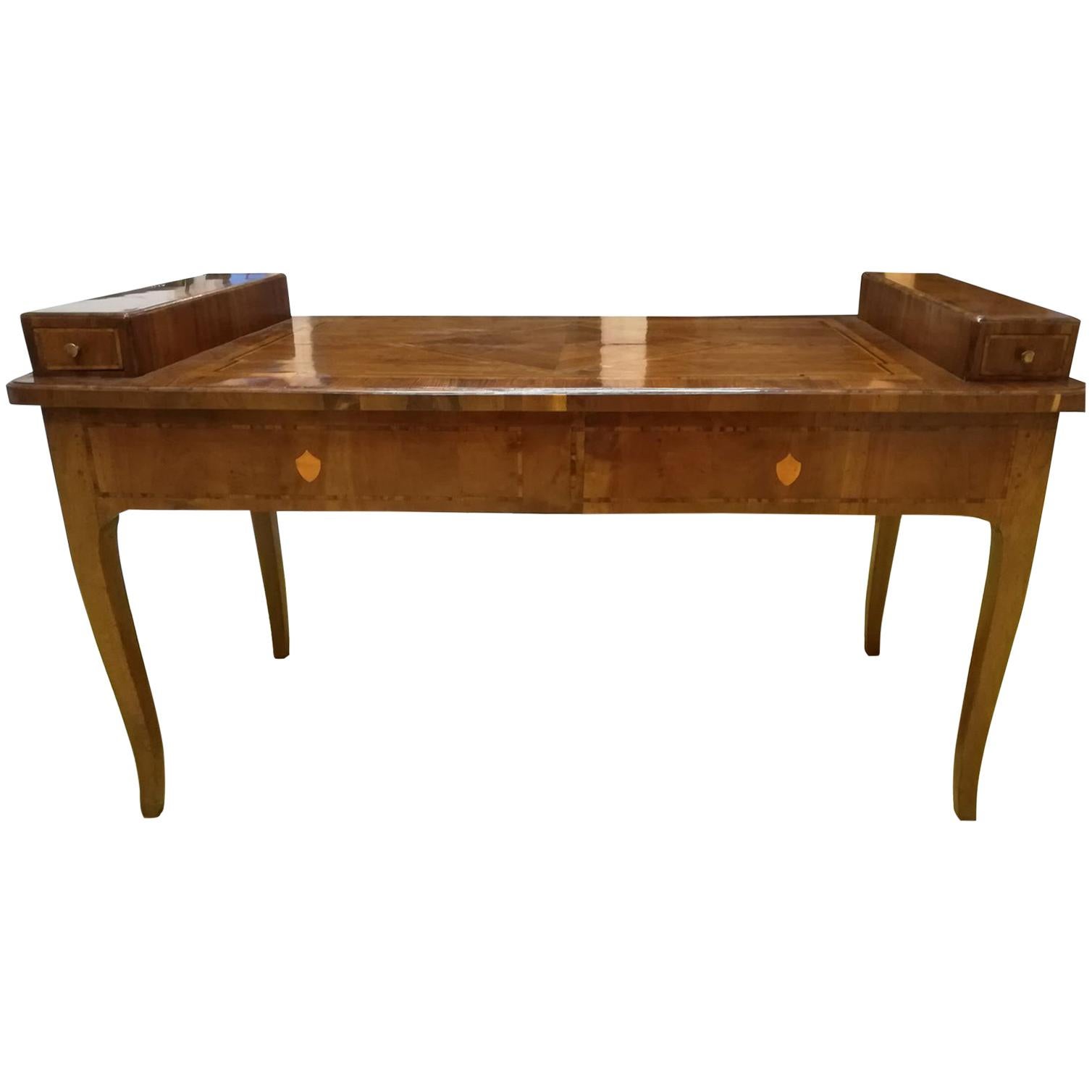 Italy Mid-18th Century Olive Root Wood Desk with Drawings in Regency Style