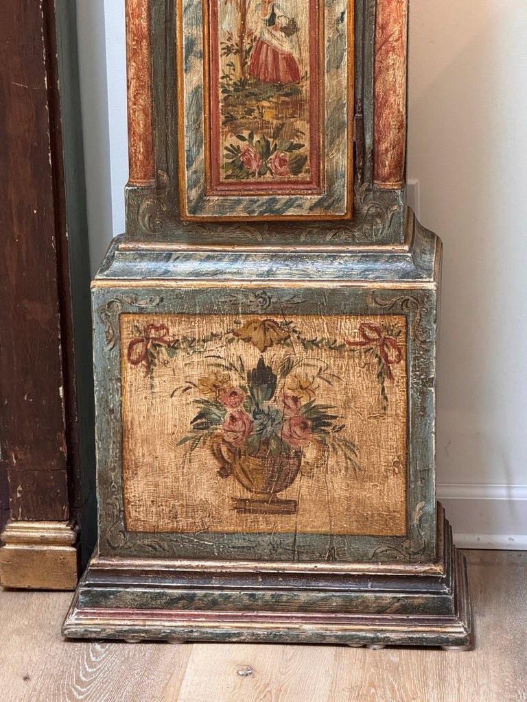 Mid-18th Century painted tall case clock from Northern Italy For Sale 3