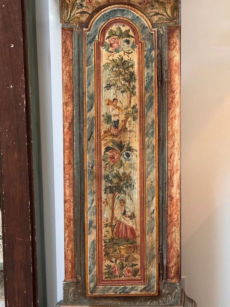 Mid-18th Century painted tall case clock from Northern Italy For Sale 2