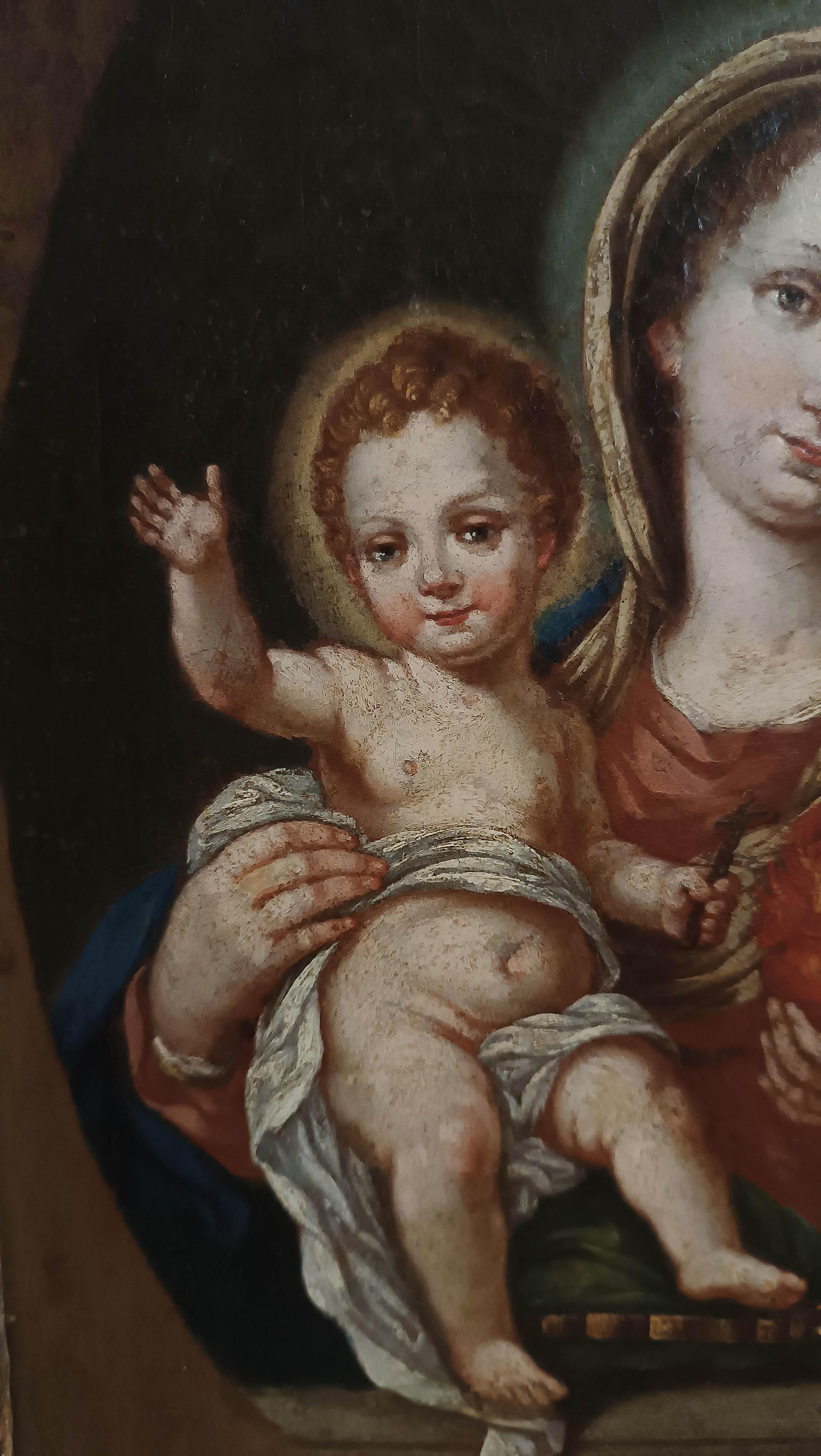 18th Century MID-18th CENTURY PAINTING MADONNA WITH CHILD For Sale