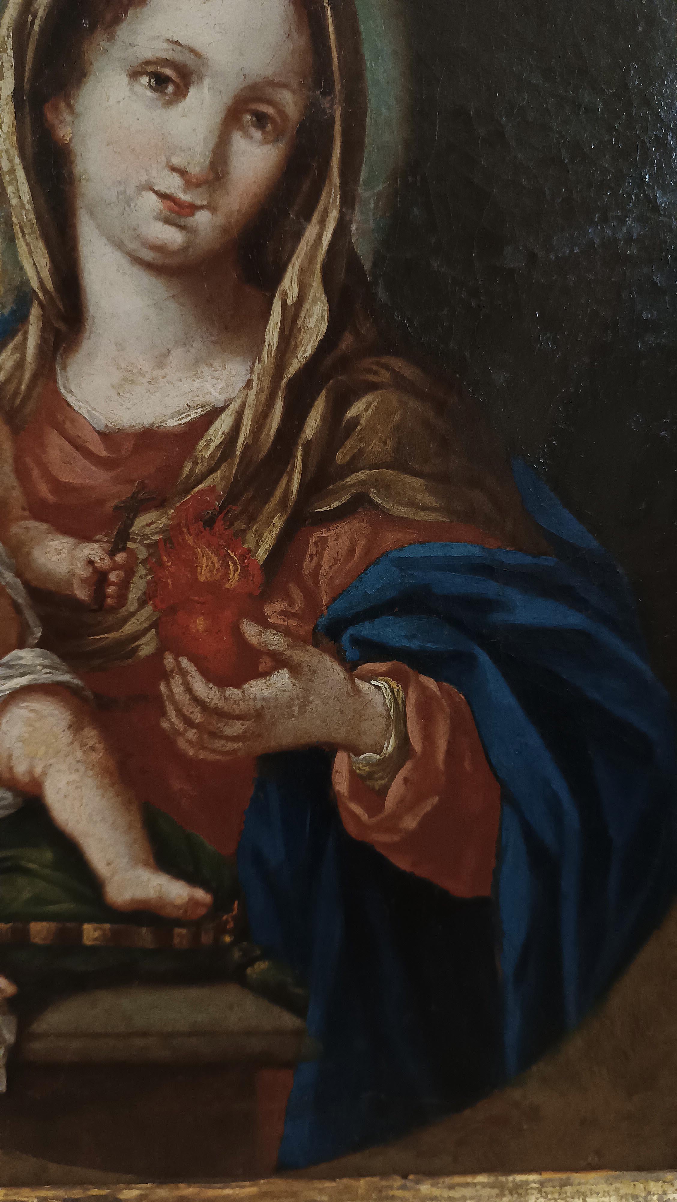 Canvas MID-18th CENTURY PAINTING MADONNA WITH CHILD For Sale
