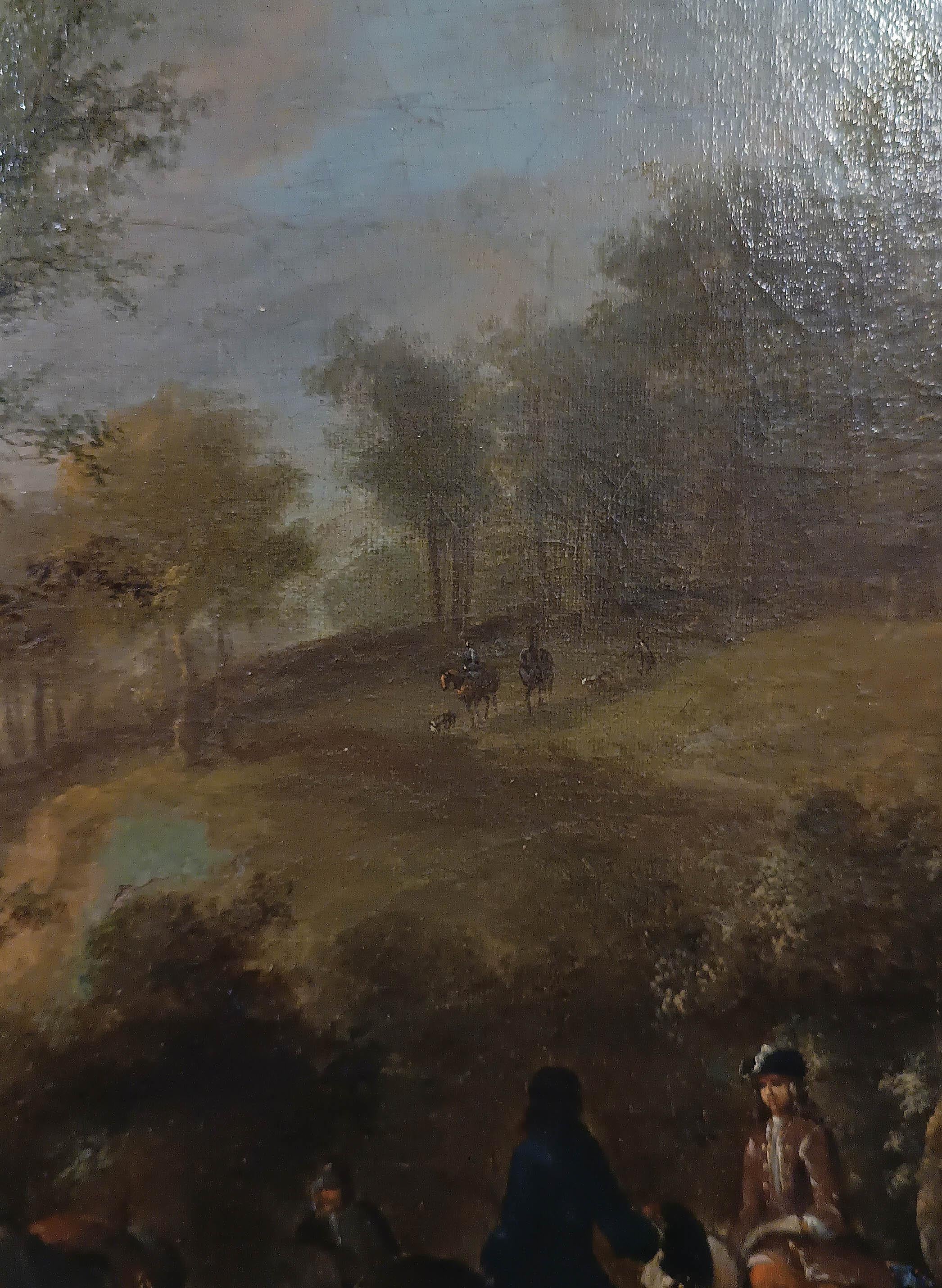 DIPINTO DELLA METÀ DEL XVIII SECOLO CON UNA SCENA DI CACCIA in vendita 4