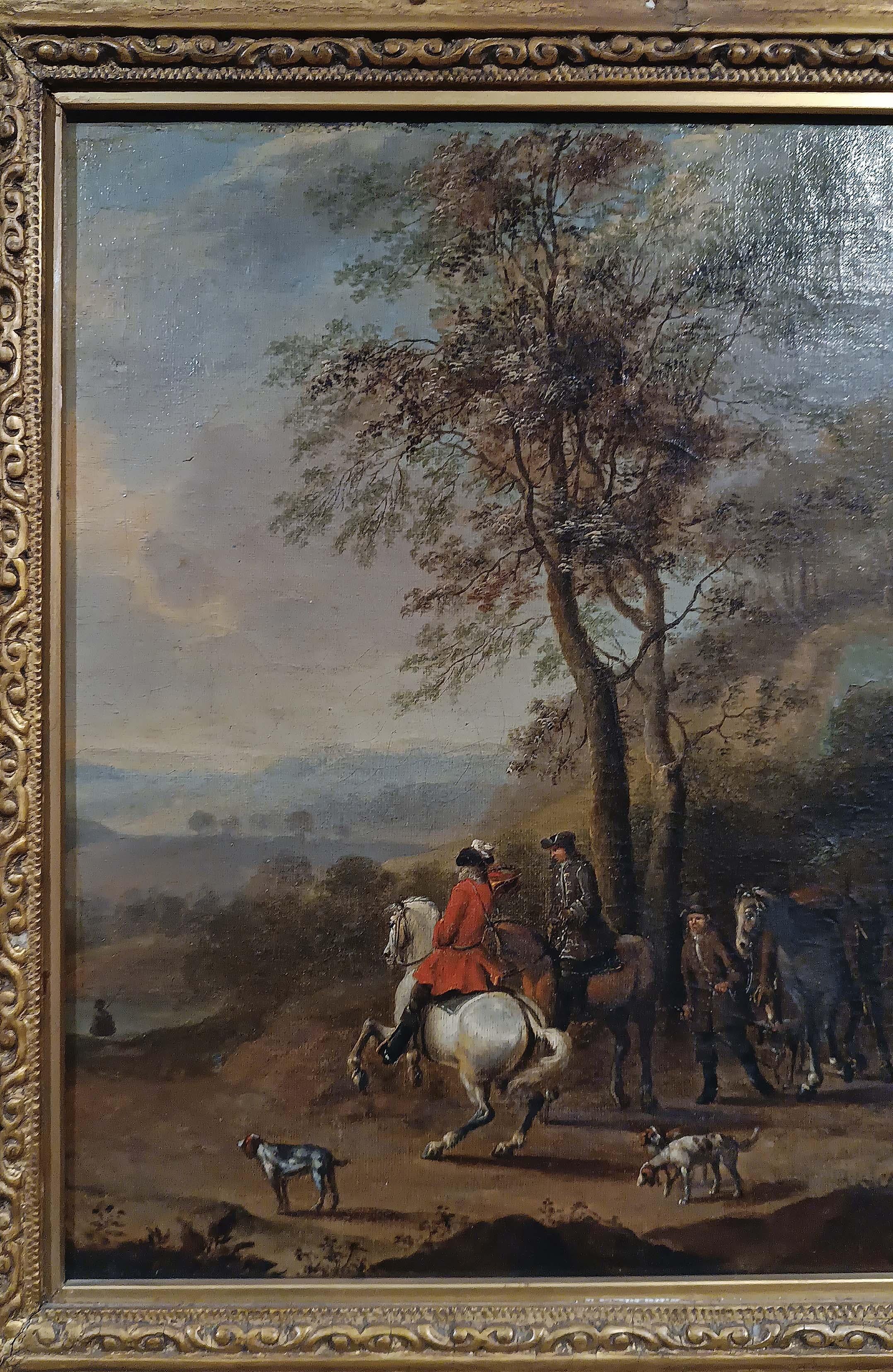 Inglese DIPINTO DELLA METÀ DEL XVIII SECOLO CON UNA SCENA DI CACCIA in vendita