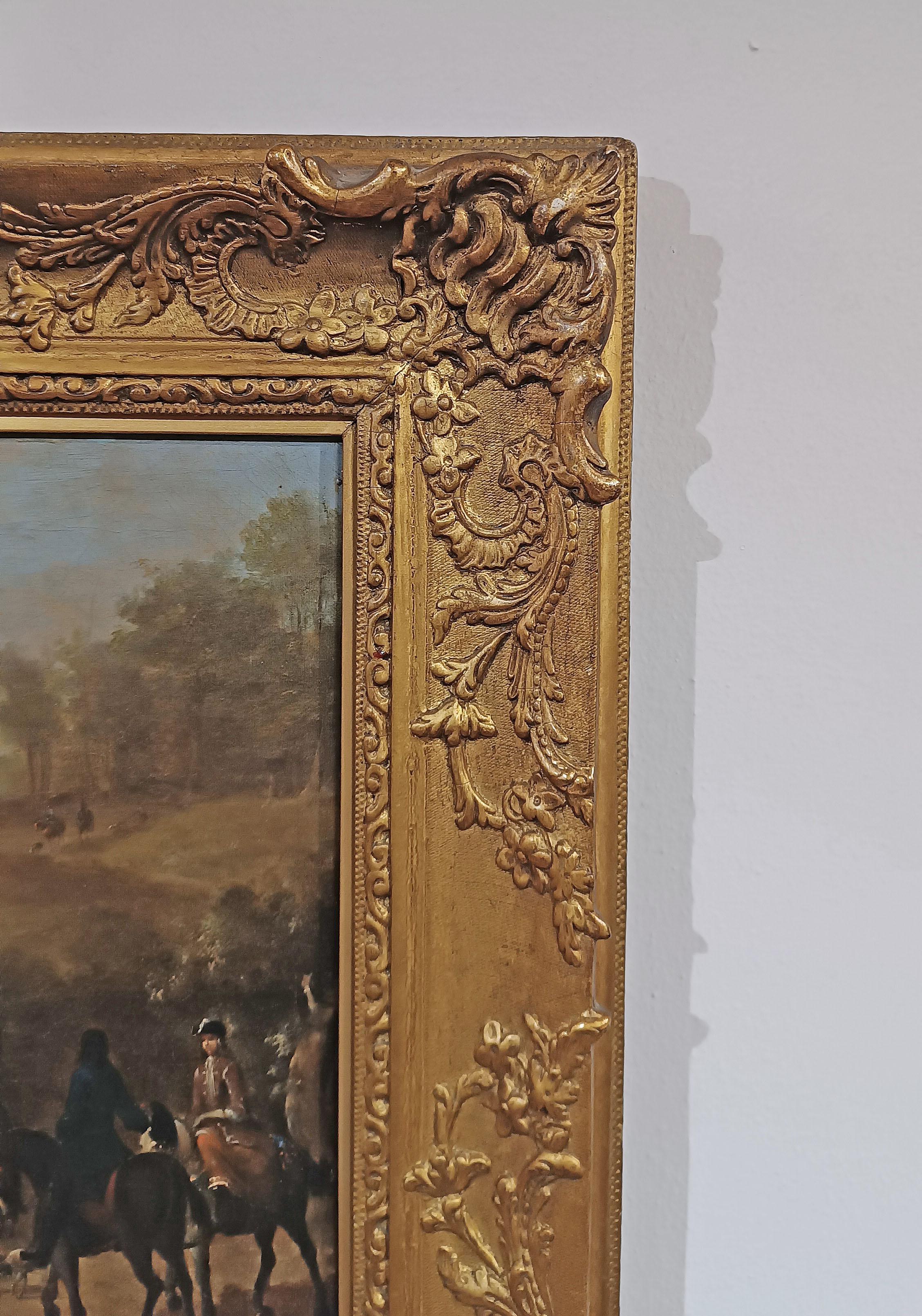 DIPINTO DELLA METÀ DEL XVIII SECOLO CON UNA SCENA DI CACCIA in vendita 2