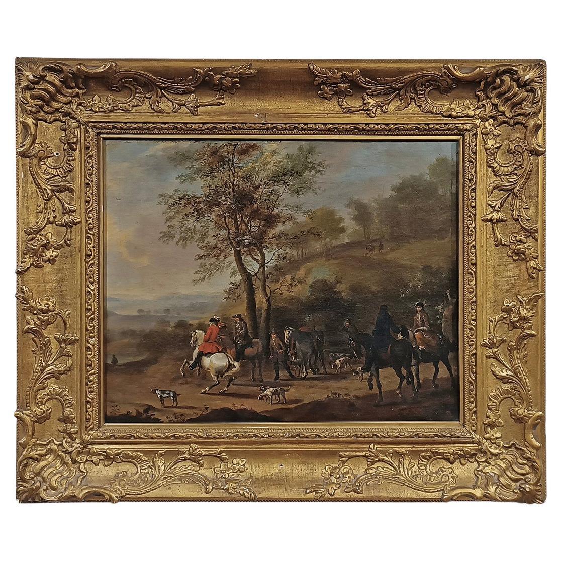 PEINTURE DU MOYEN-IXe SIÈCLE AVEC SCÈNE DE CHASSE
