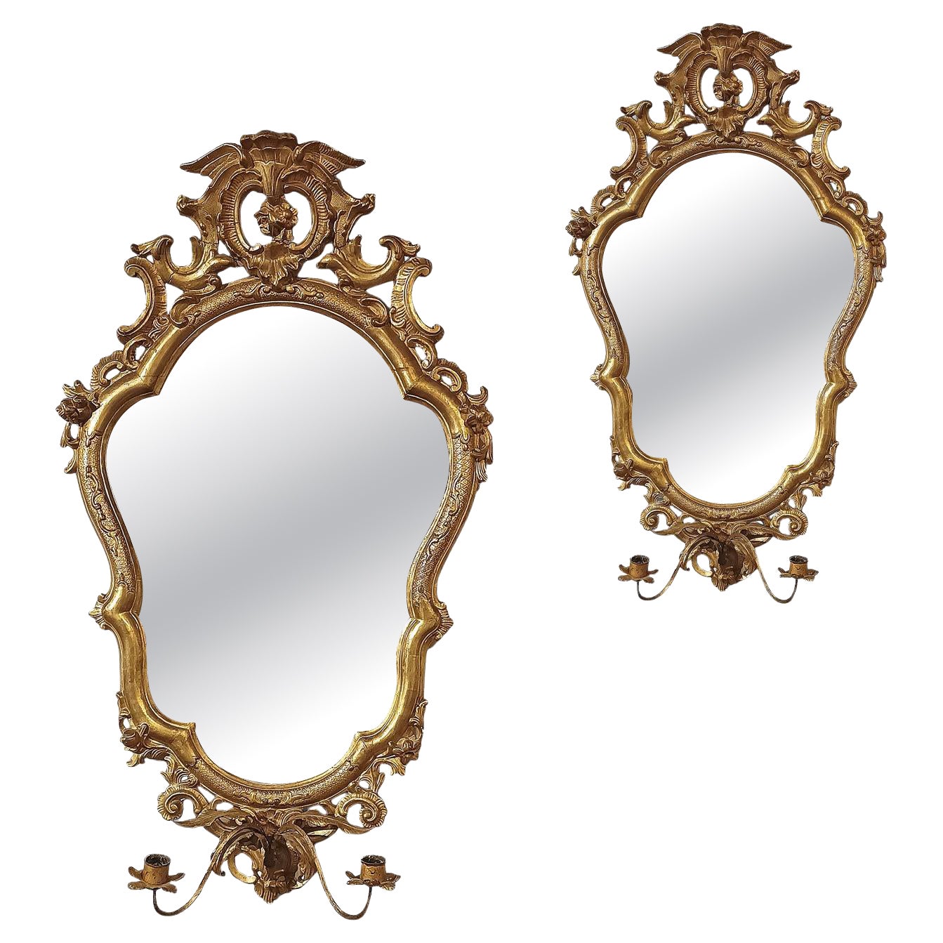 MID-18th CENTURY PAIR OF LOUIS XV GILT MIRRORS For Sale