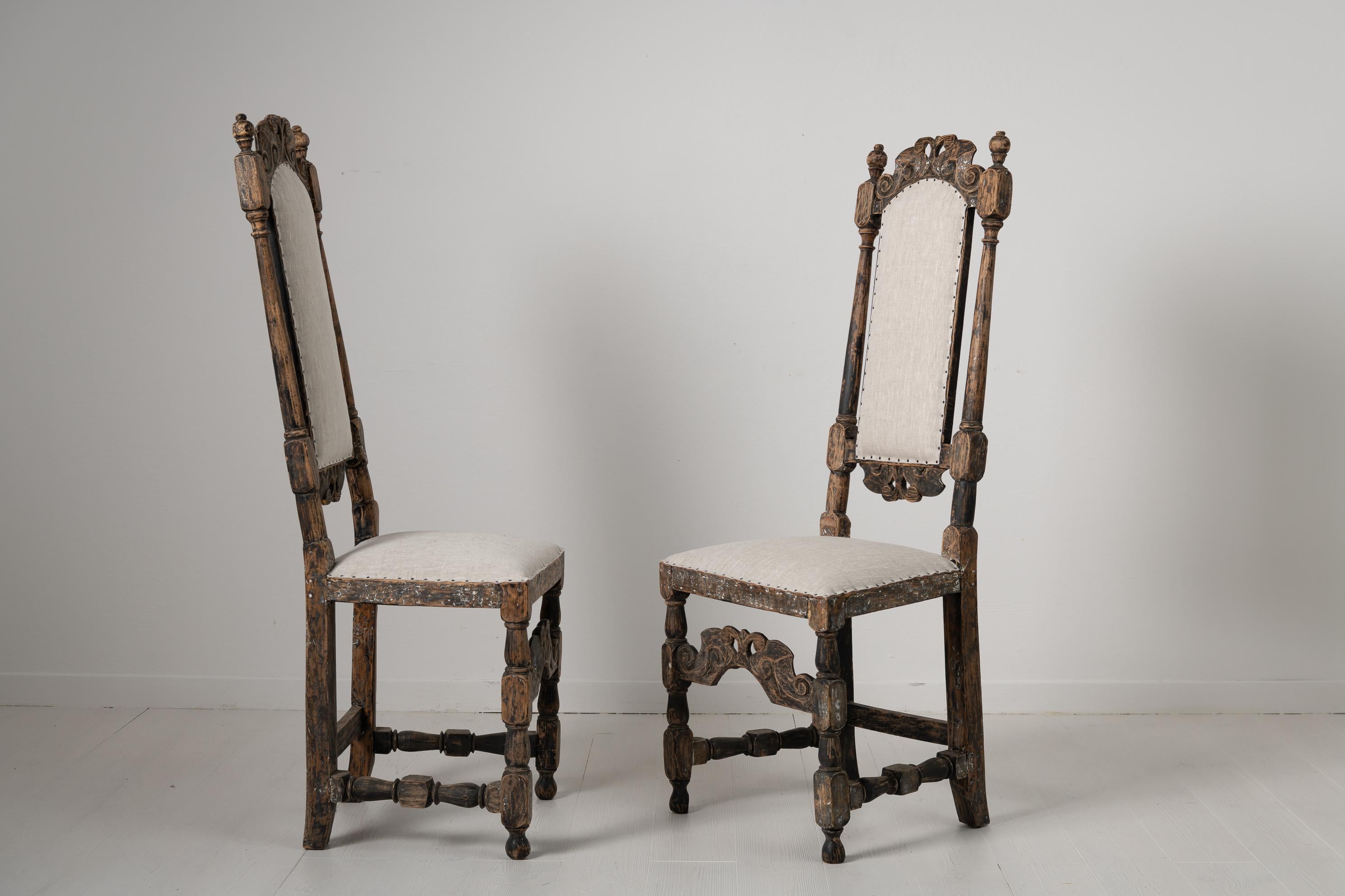 Mid 18th Century Pair of Swedish Baroque Chairs In Good Condition In Kramfors, SE