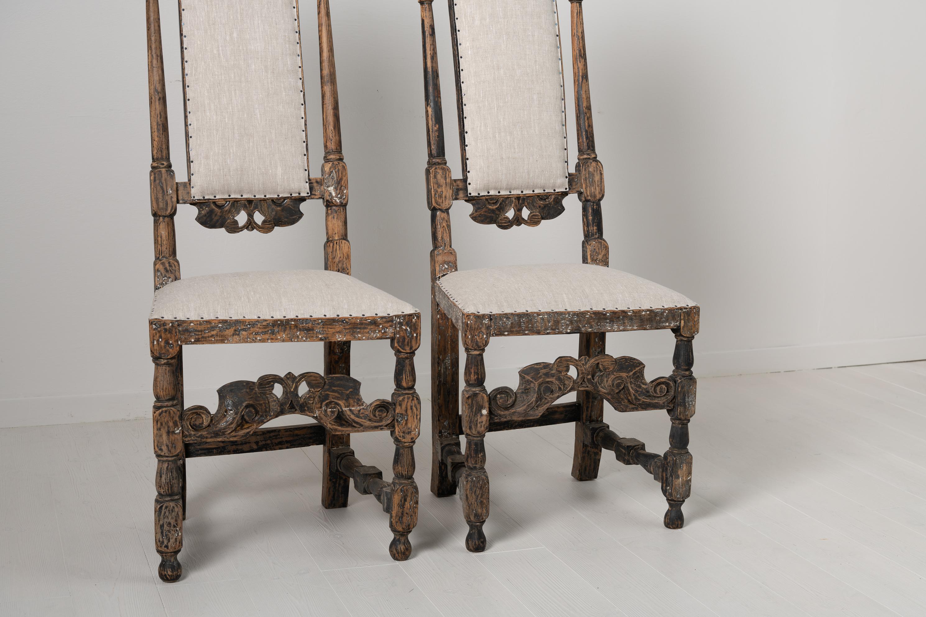 Mid 18th Century Pair of Swedish Baroque Chairs 1