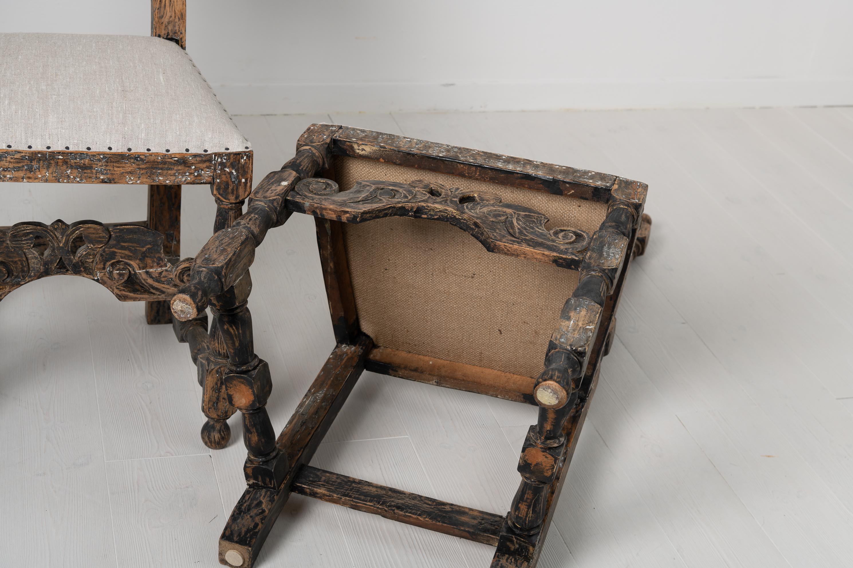 Mid 18th Century Pair of Swedish Baroque Chairs 4